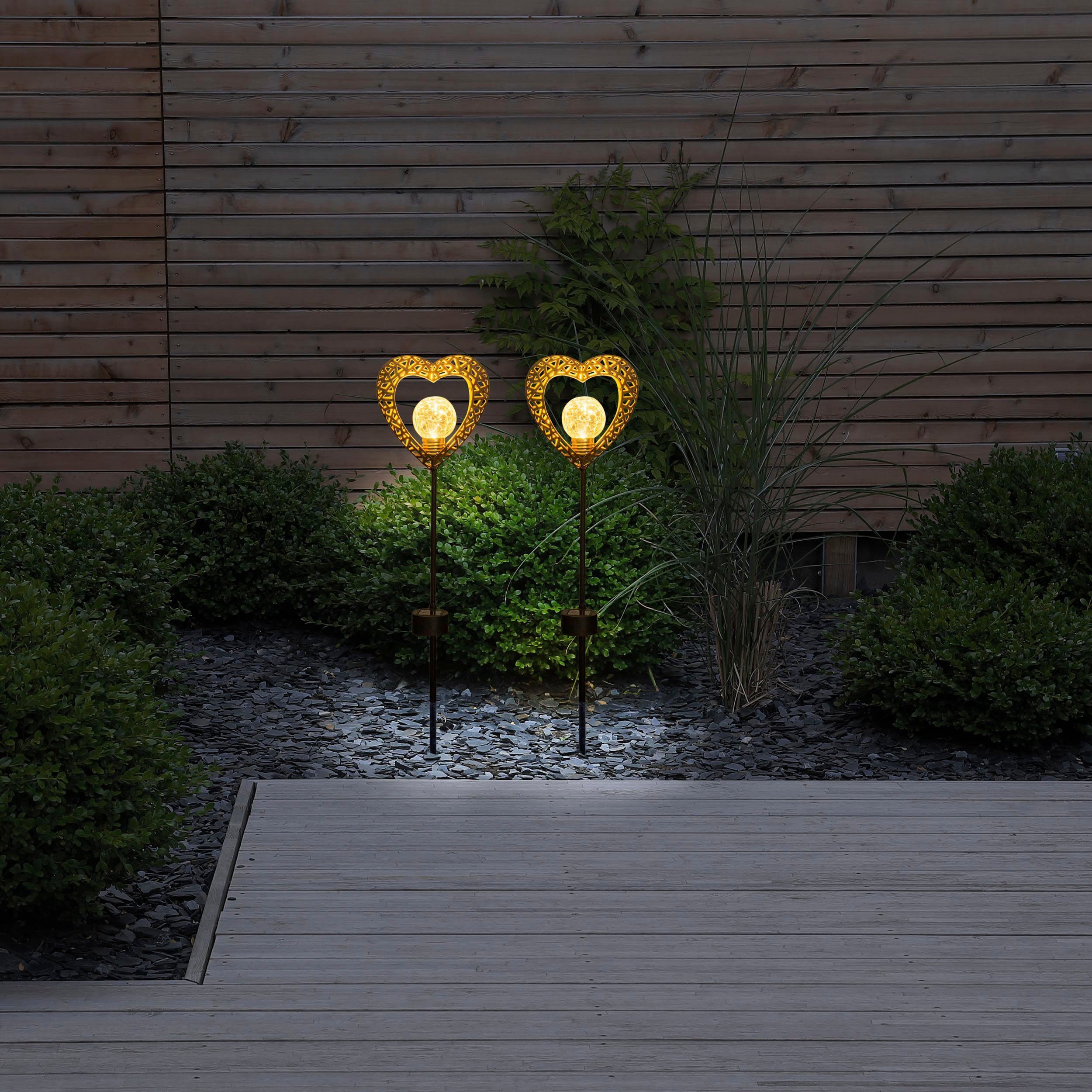 näve Ledsolarlamp Hart set van 2, grondpen, hoogte: 59 cm, led warmwit, incl. accu (1 stuk)