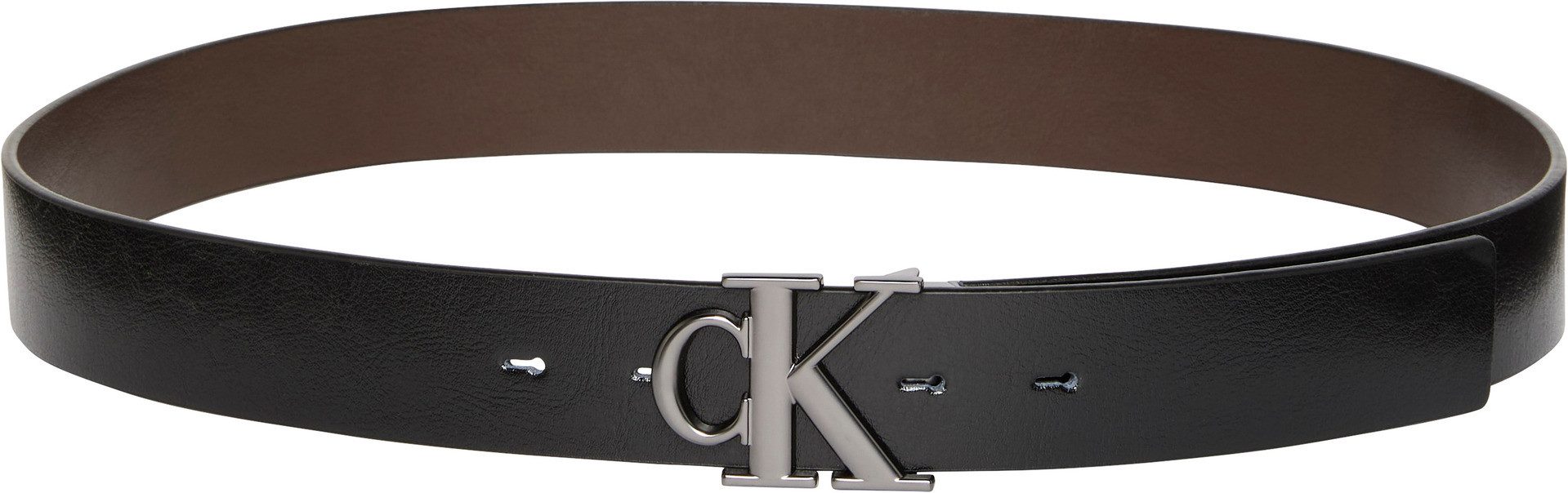 Calvin Klein Leren riem MNGRM PLQ BCKL 35MM