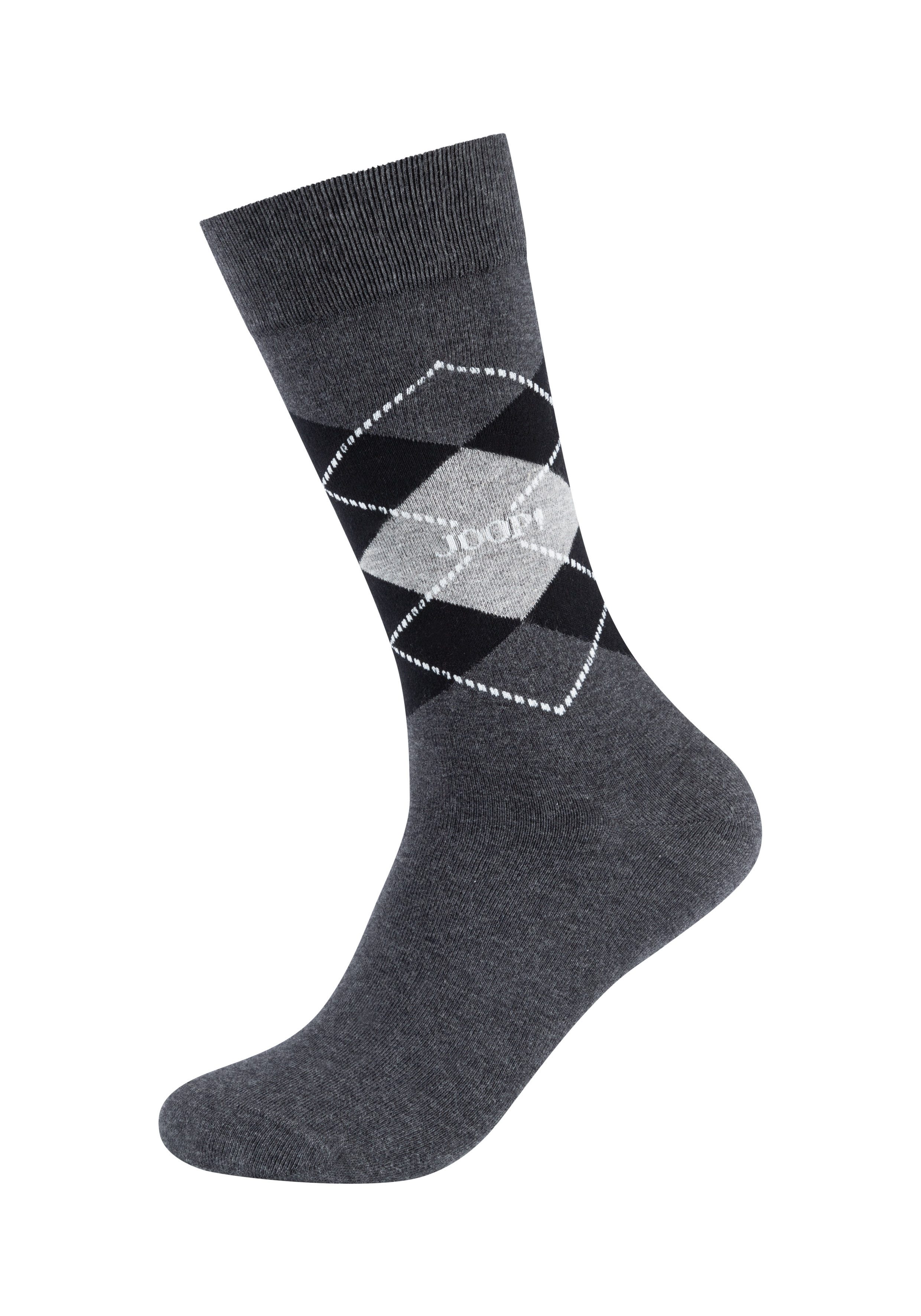 JOOP! Sokken Premium Essentials Premium kwaliteit, versterkte hiel, versterkte tenen, Argyle design (Set van 2)