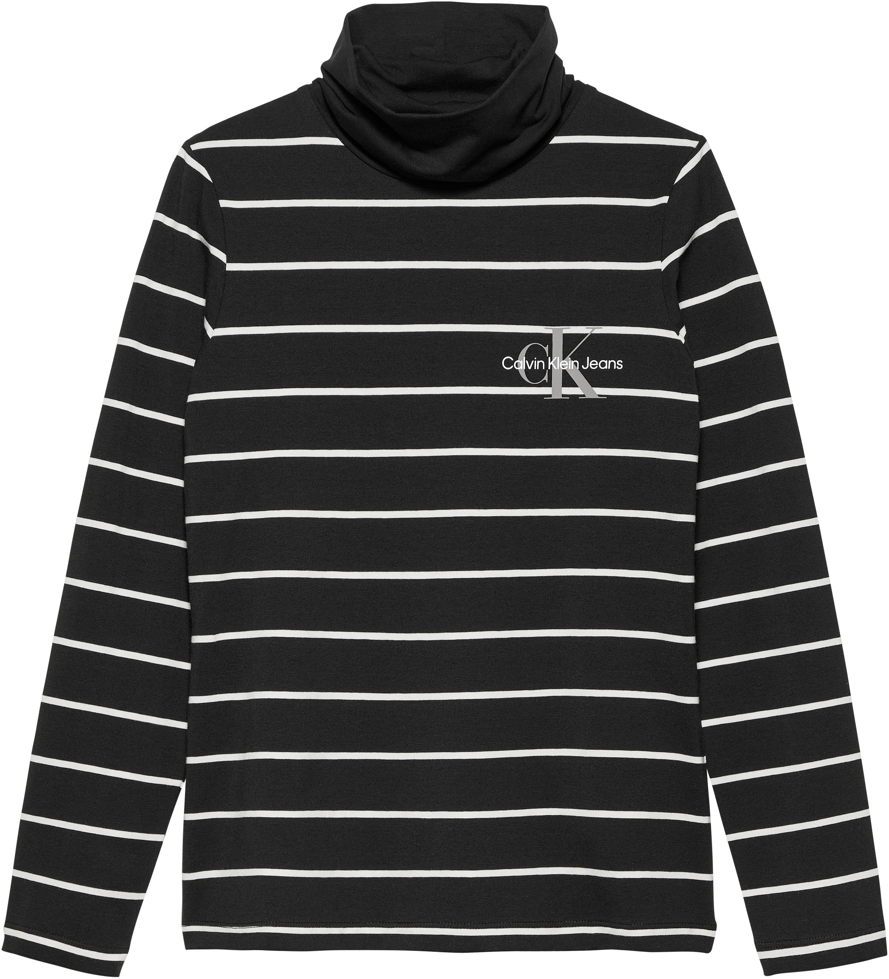 Calvin Klein Colshirt Slim Roll Neck Stripe Ls T-Shirt voor kinderen tot 16 jaar en met logo-opdruk