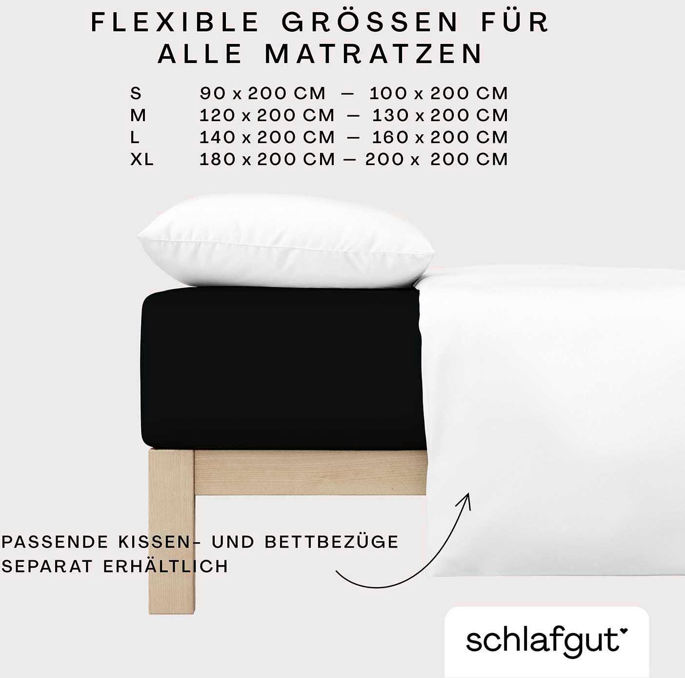 Schlafgut Hoeslaken CASUAL o.a. in maat 90x200, 140x200 of 180x200 cm, 100% biologisch katoen Dekbedovertrek voor matrassen tot 25 cm hoogte, betrouwbaar, duurzaam, zacht (1 stuk)