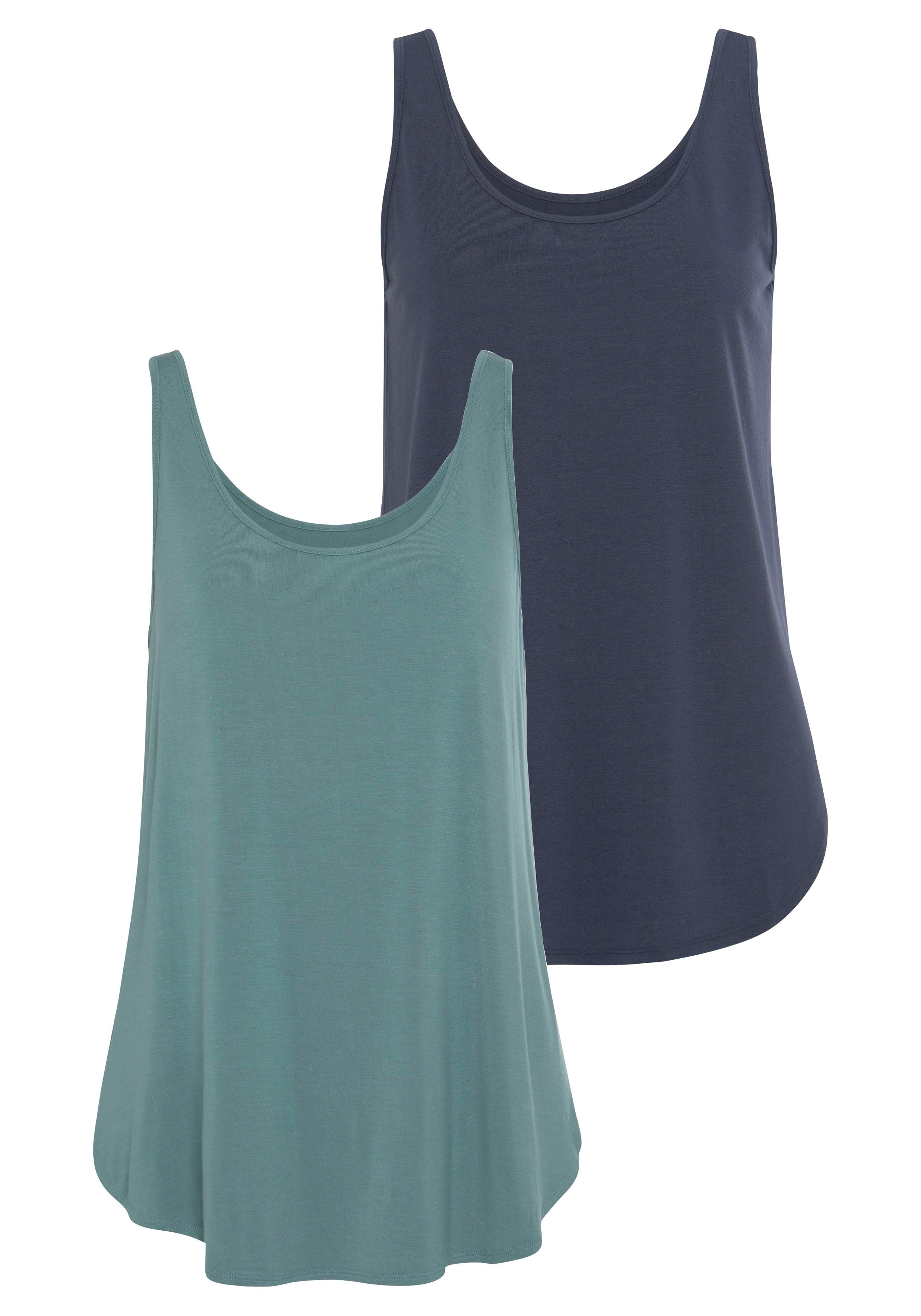 Lascana Lange top Met afgeronde zoom van zachte viscose-stretch (2-delig, Set van 2)