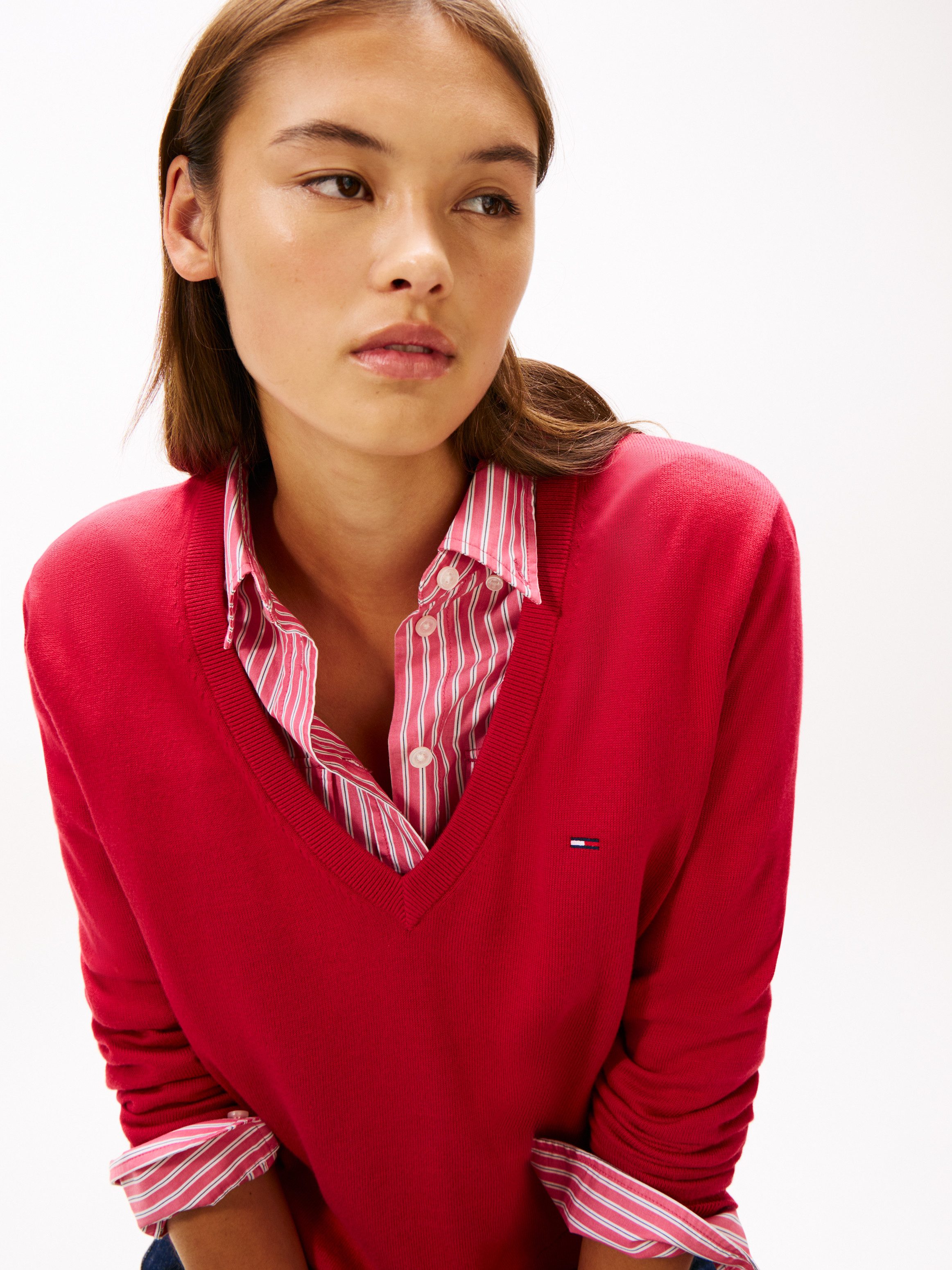 TOMMY JEANS Trui met V-hals TJW ESSENTIAL VNECK SWEATER EXT