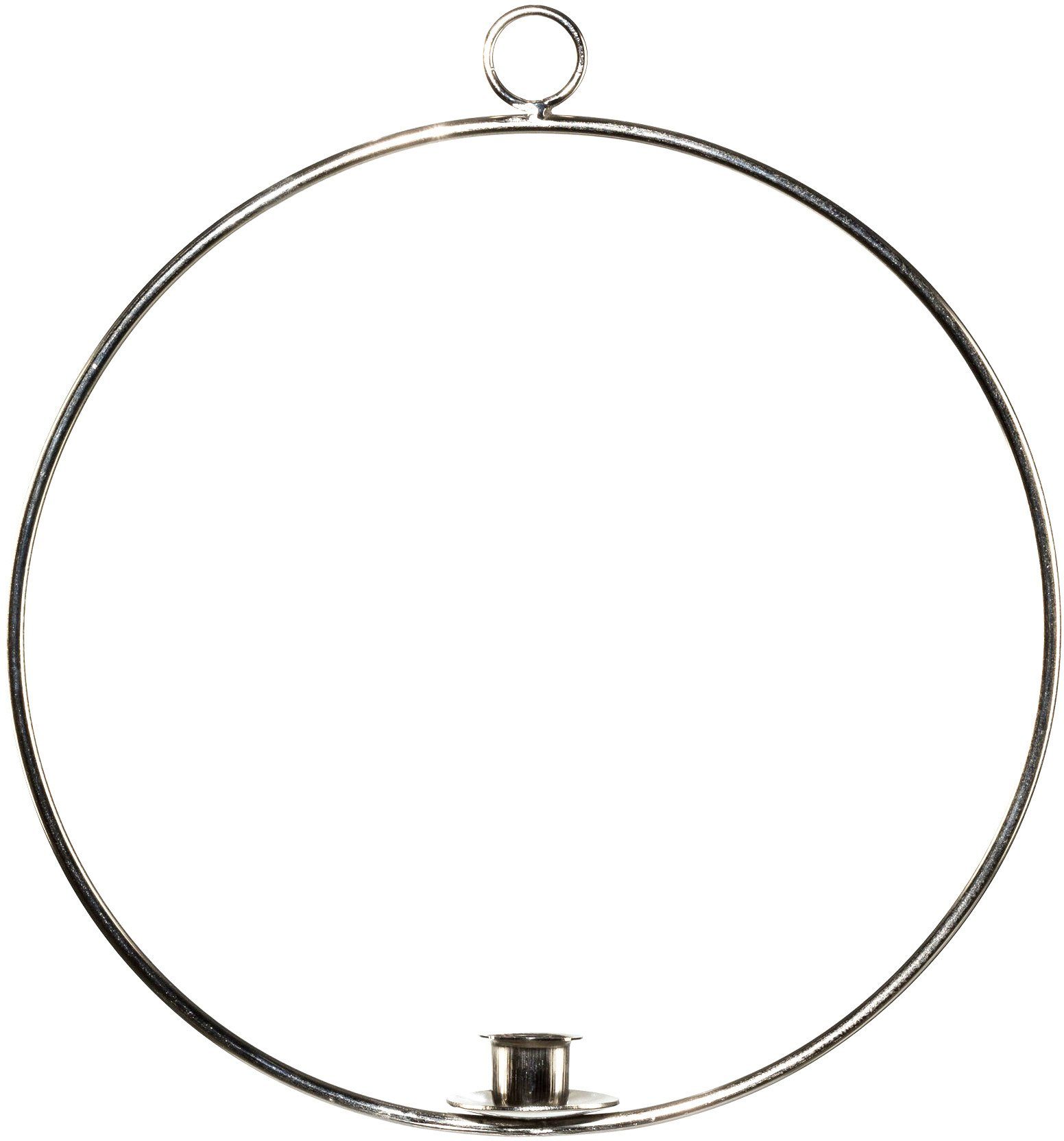 Creativ deco Kandelaar Kerst versiering hangende verlichting (1 stuk) kaarsenhouders maat Ø 30 cm zilver(kleur)