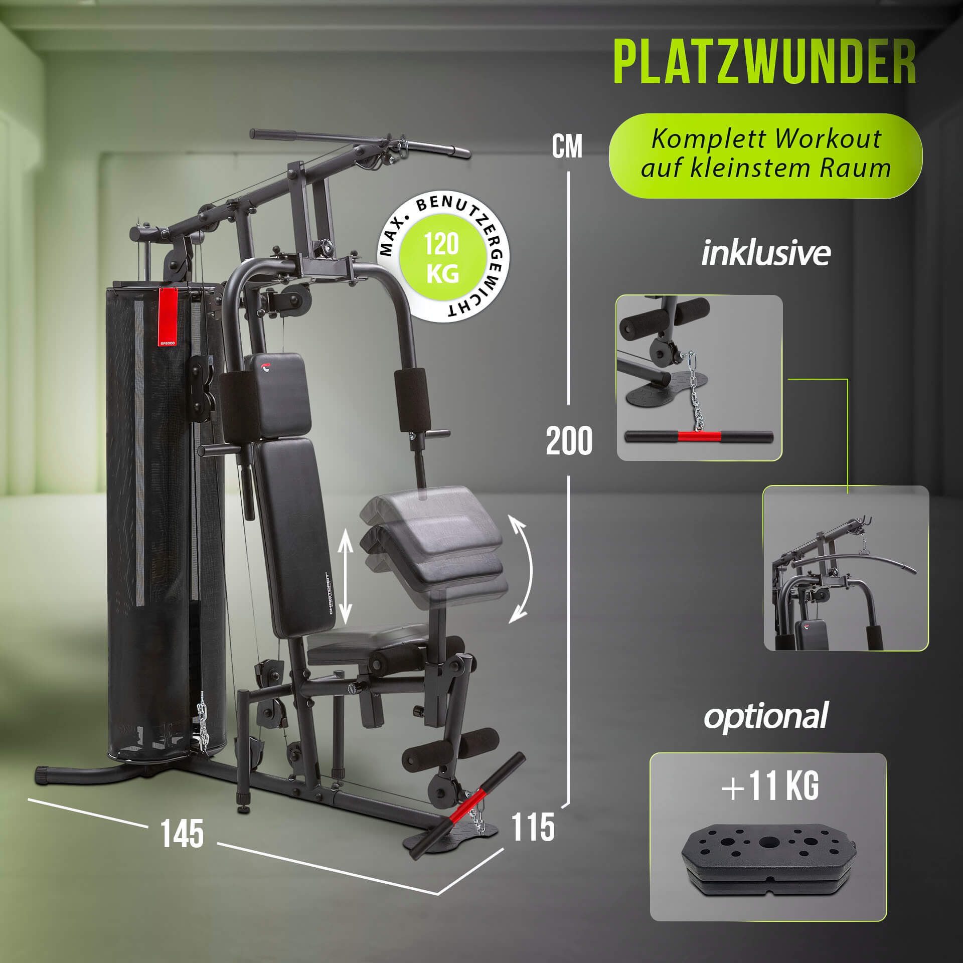 Christopeit Sport® Fitnessstation SP 2000 multifunctionele fitnessstation, max. trainingsgewicht 56 kg