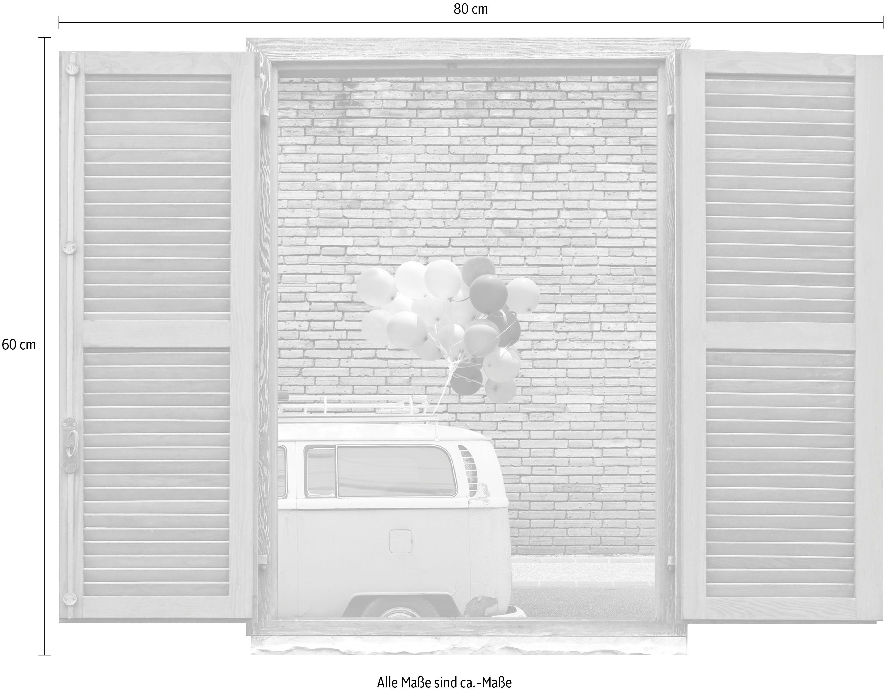 queence Wandfolie Hauswand Muursticker, muurdecoratie, zelfklevend, 3D, raam (1 stuk)