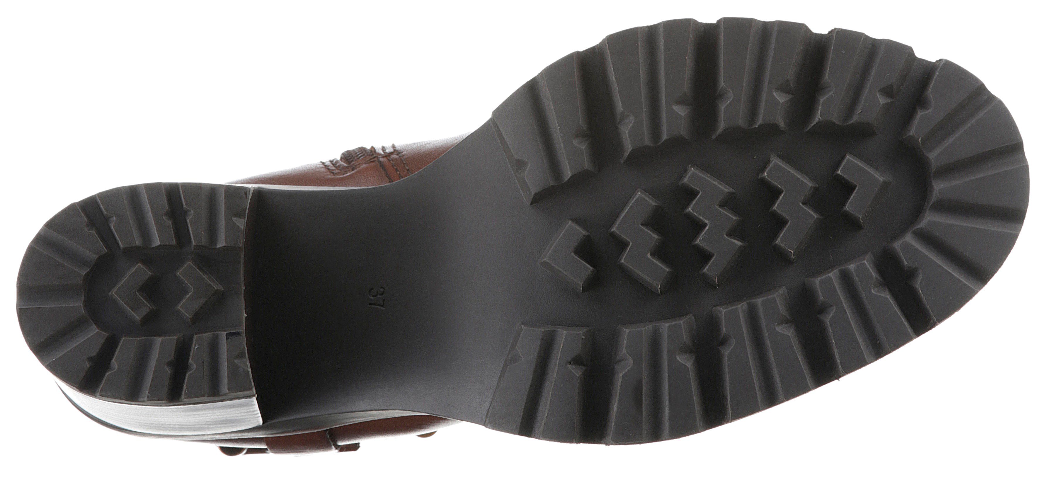 Marco Tozzi Laarsjes hakken, western-enkellaars, chunky boots met decoratieve band