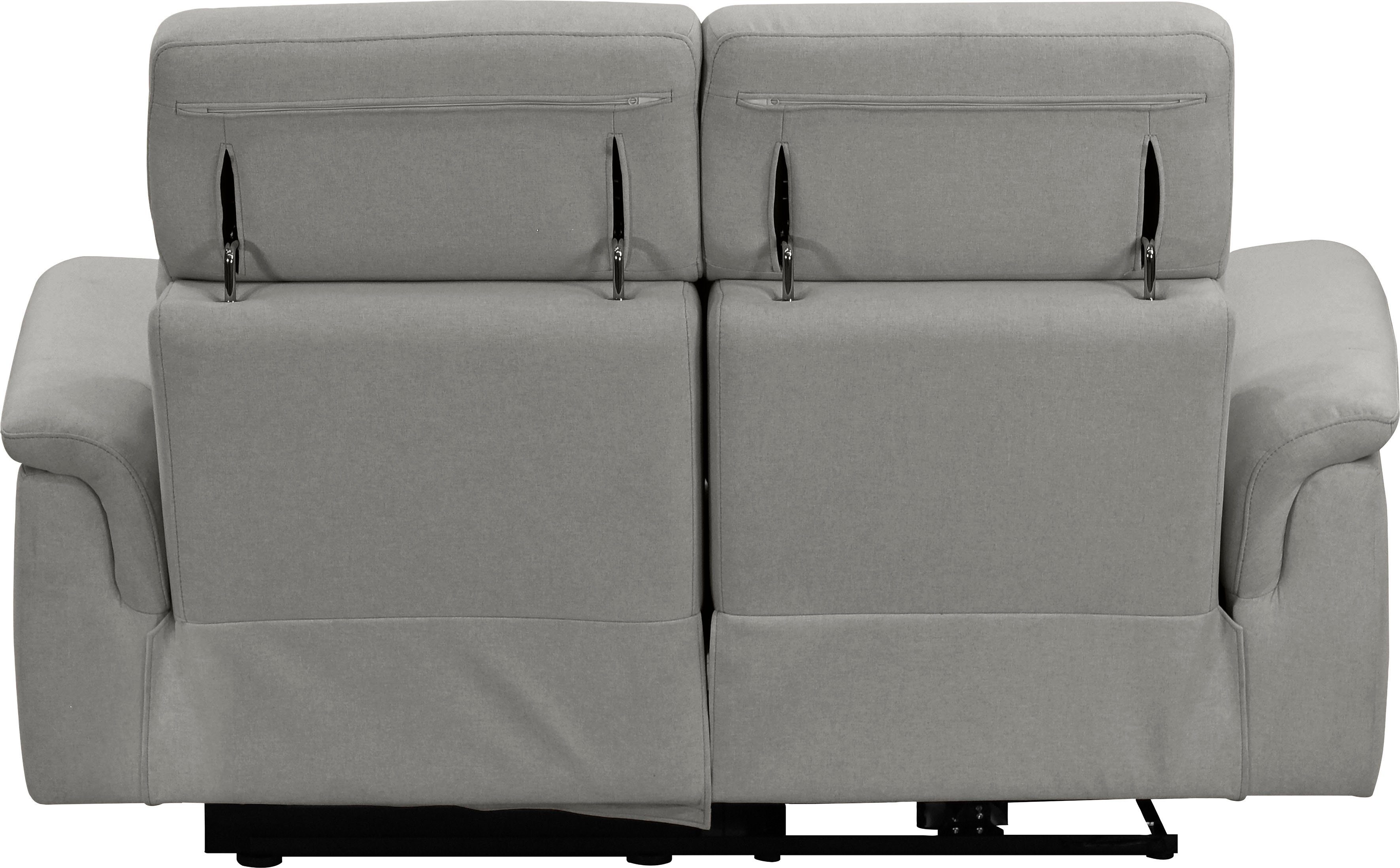 Places of Style 2-zitsbank Pareli 172 cm, handmatige en elektrische relaxfunctie USB, hoofdsteunverstelling, LED, in echt leer, kunstleer, web