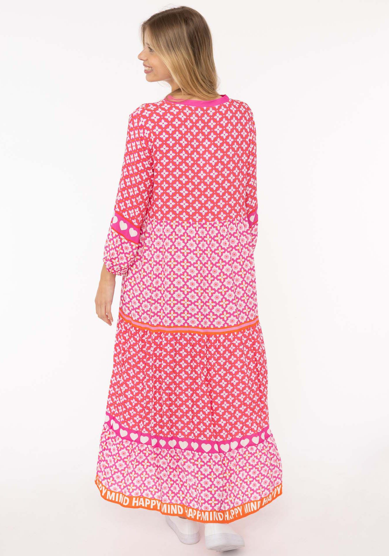 Zwillingsherz Maxi-jurk Dreams met patroonmix, knoopsluiting en 3/4 arm