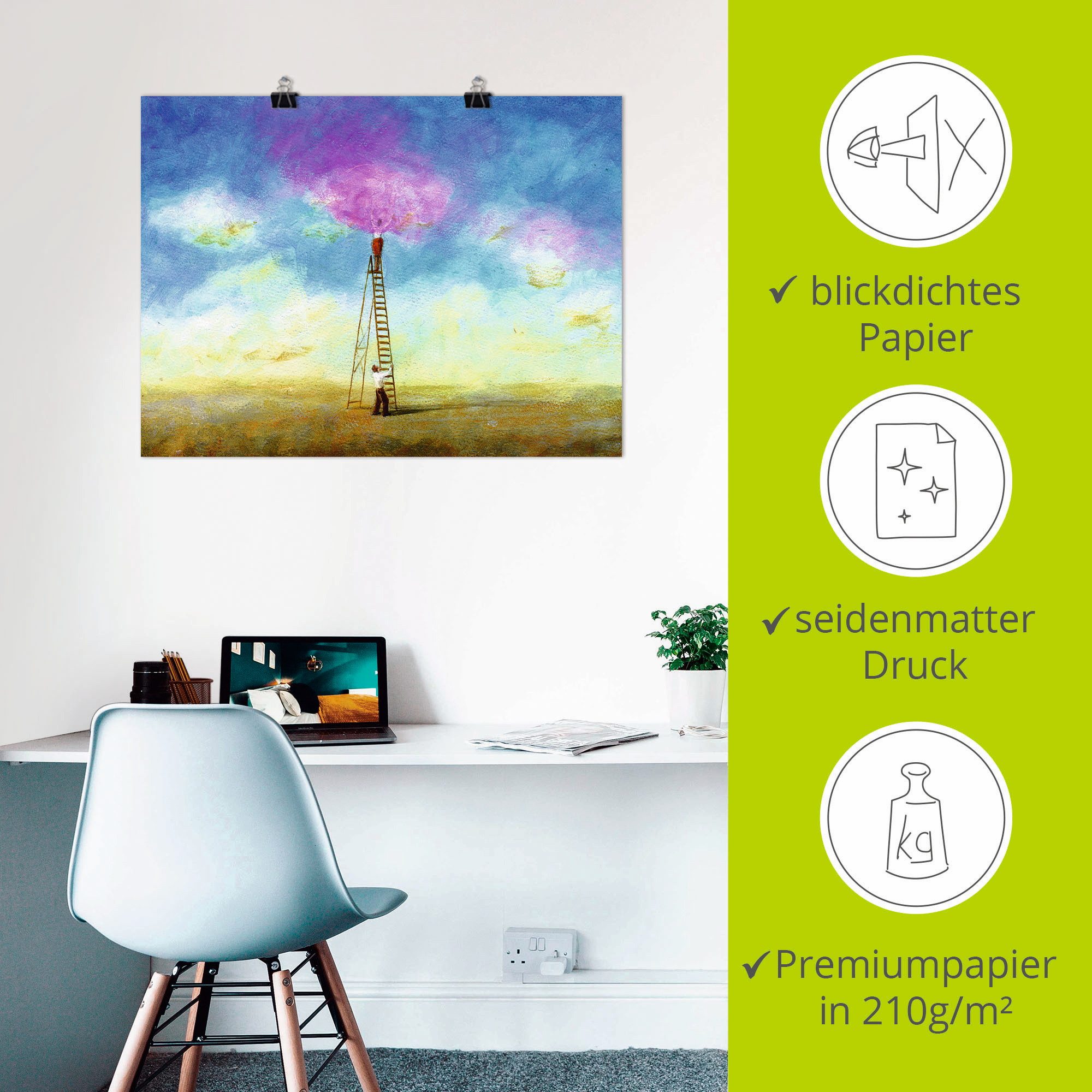 Artland Poster Rozerode wolk 1 als artprint op linnen, muursticker of poster in verschillende maten