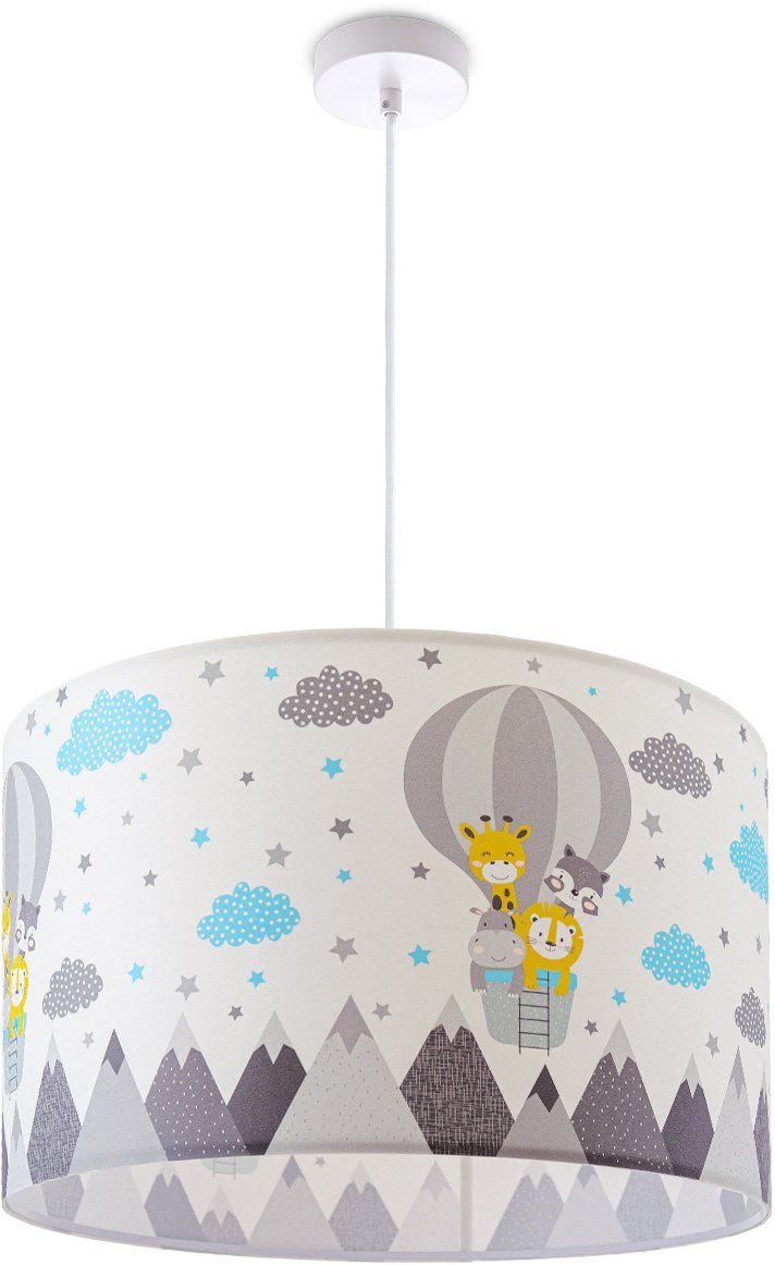 Paco Home Hanglamp Cosmo 343 Lamp kinderkamer plafondlamp luchtballon wolken dieren zoo E27