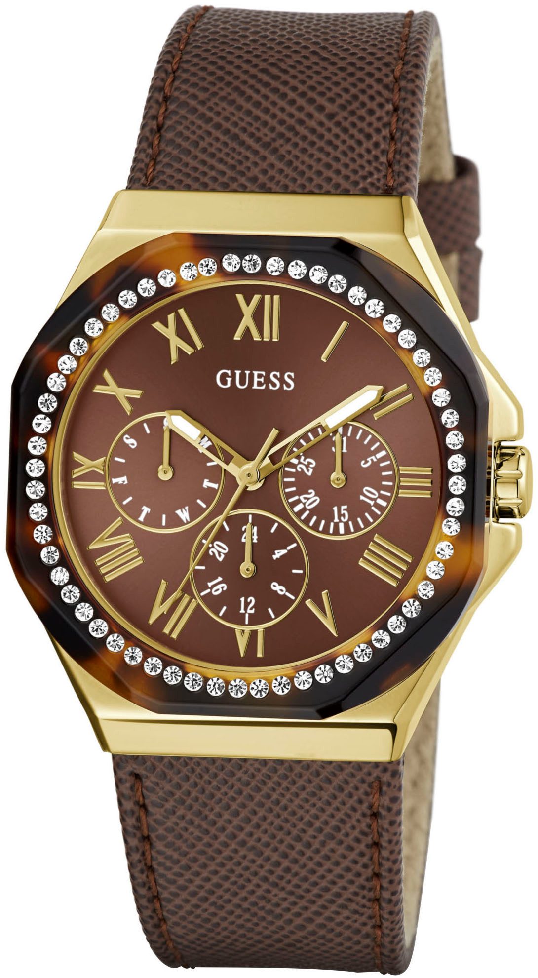 Guess Multifunctioneel horloge Glaze Quartzhorloge, horloge, damenuur, datum, 12/24-uurs weergave, analoog