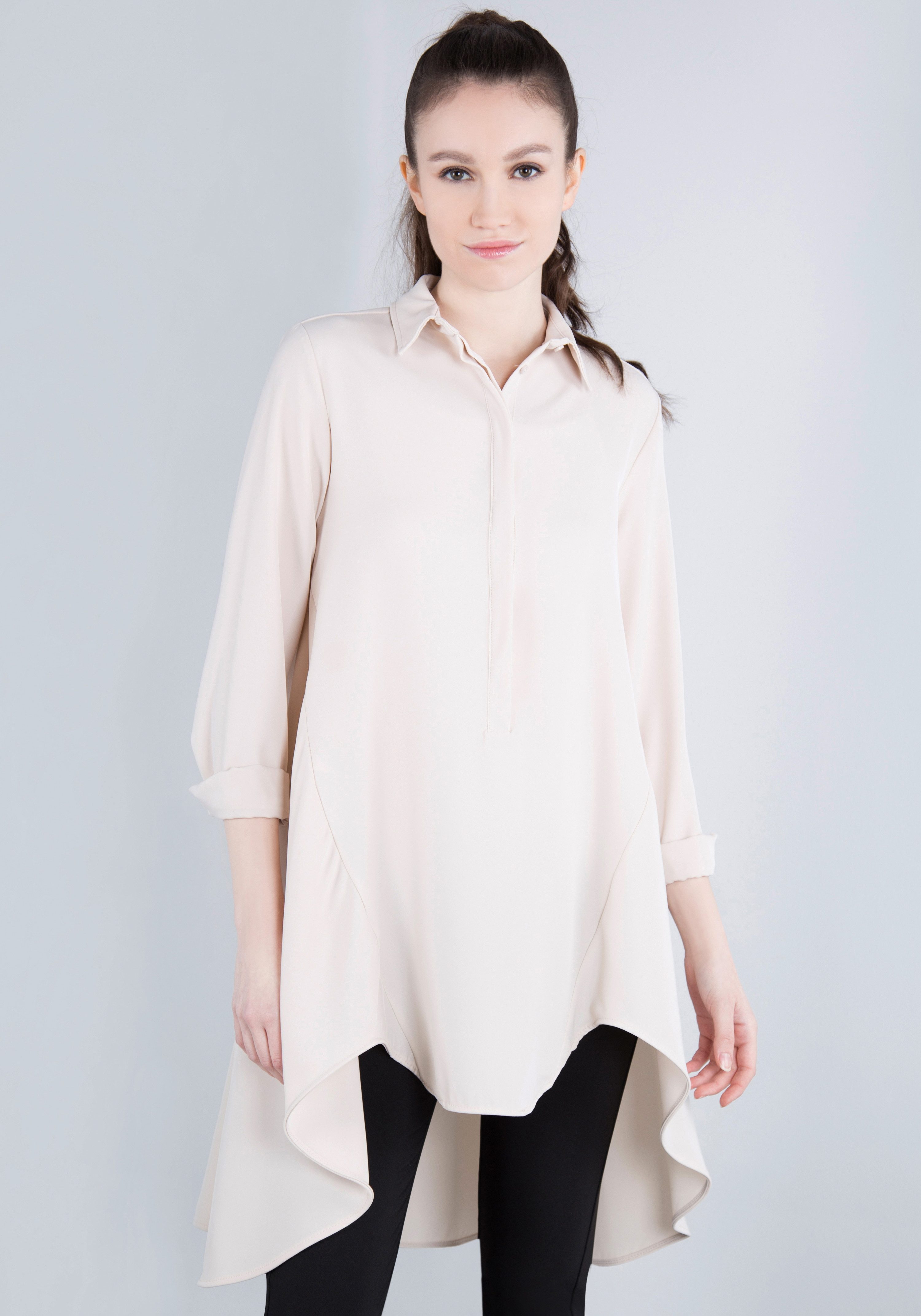 IMPERIAL Klassieke blouse IMP-C ED3BEW soepele voor kort, achter lang-blouse