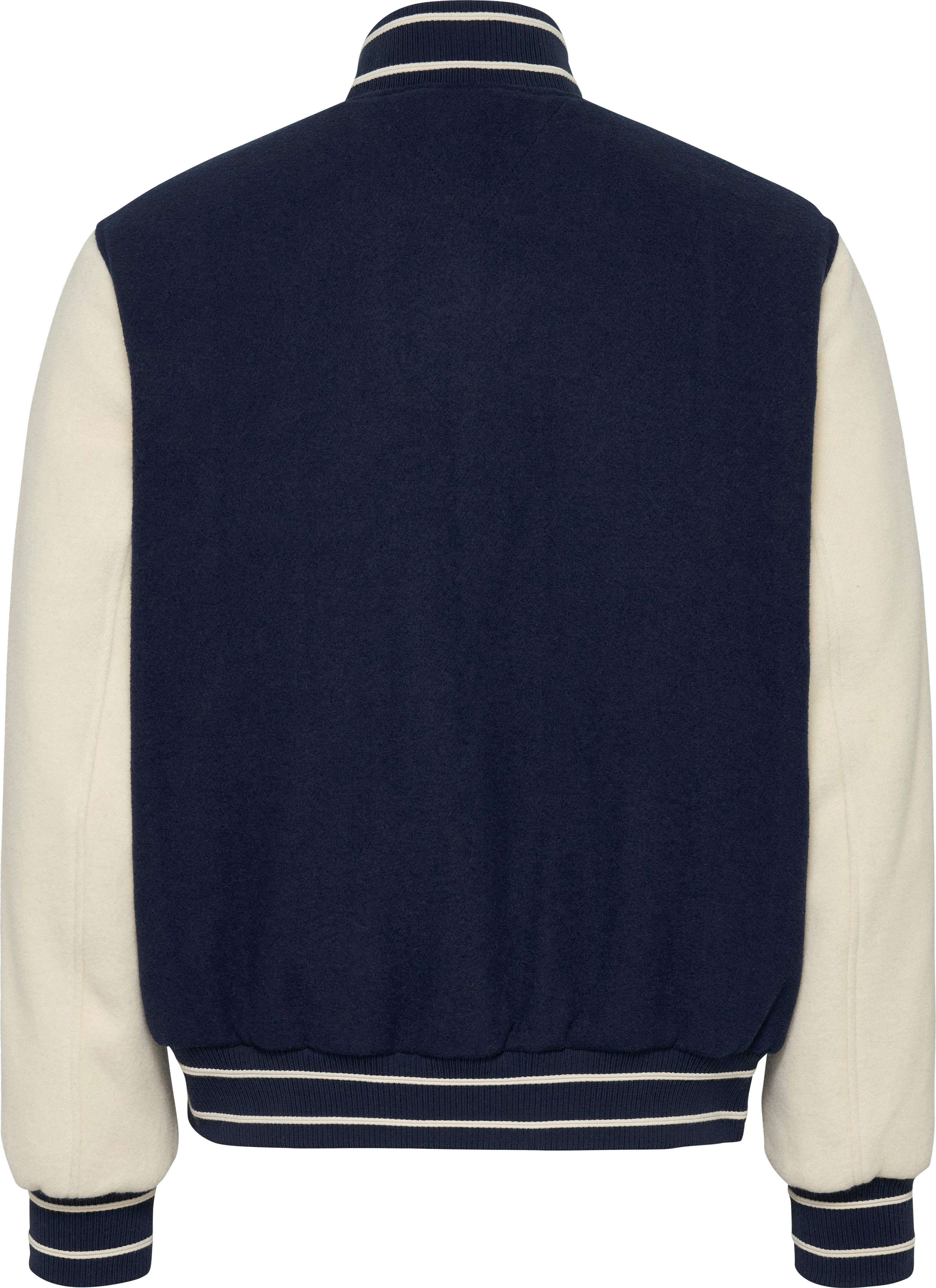 TOMMY JEANS Bomberjack TJM WOOL BLEND VARSITY JKT EXT met colorblock-ontwerp, logoborduring