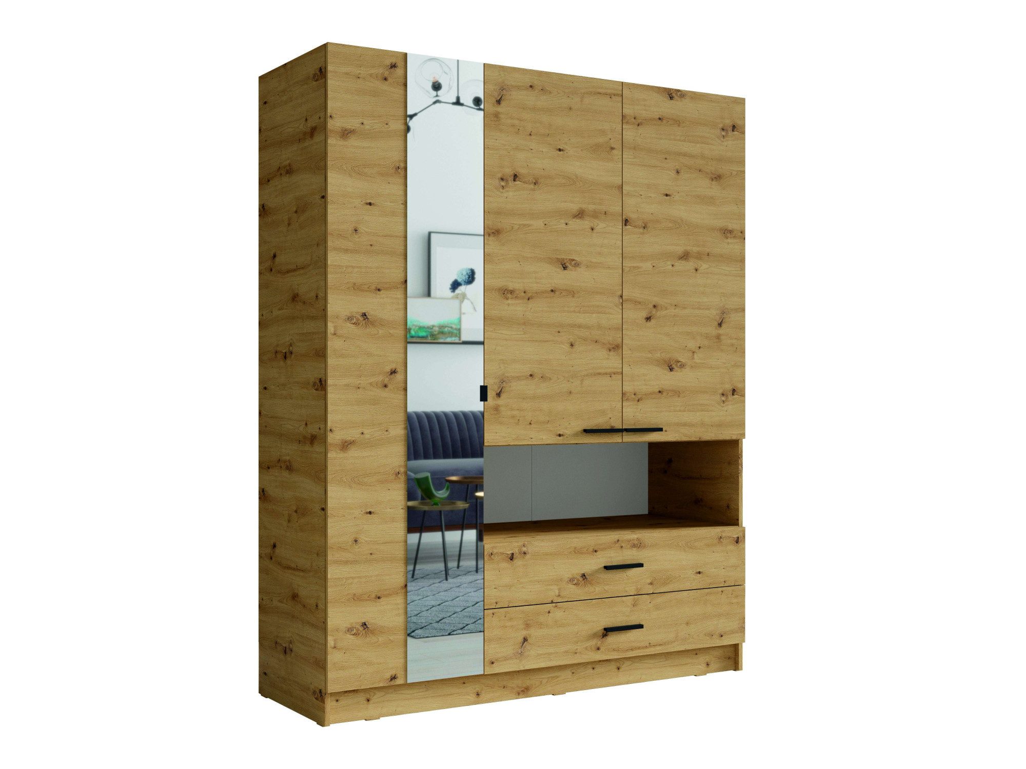 INOSIGN Kledingkast LAREDO Wäscheschrank komplette Innenausstattung, Maße 158,3/200,5/55cm Garderobe met open vak, 3 deuren en 2 lades, FSC
