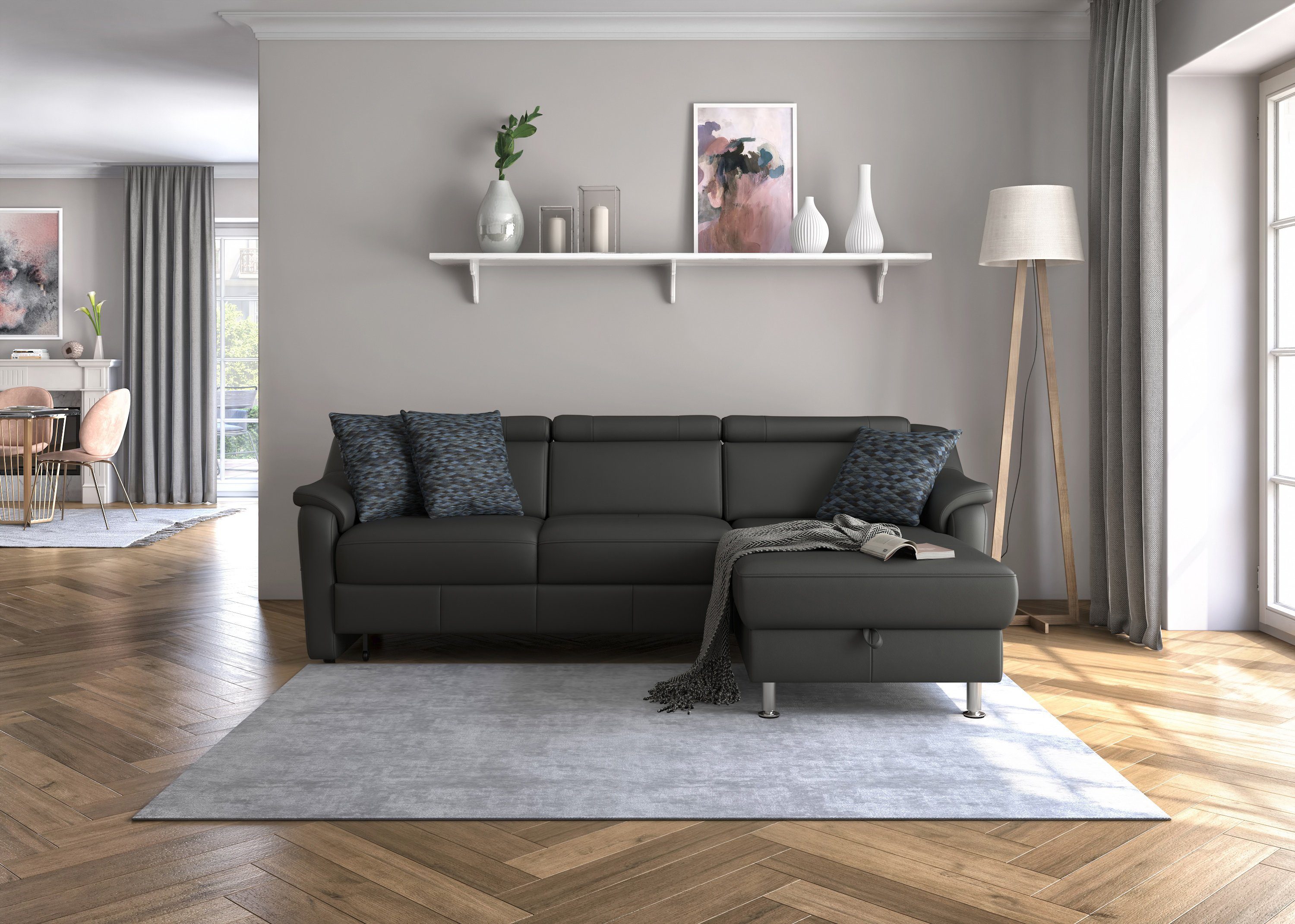 sit&more Hoekbank Freetown L-vorm met verstelbare hoofdsteun en comfortabele binnenvering