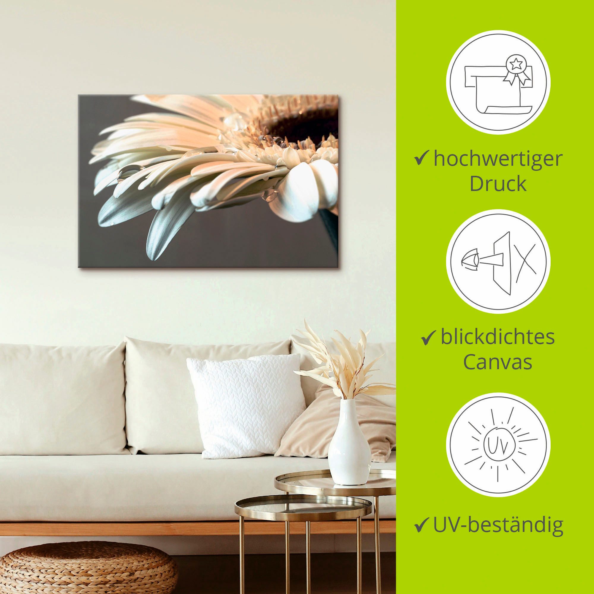 Artland Artprint Bloem van een gerbera als artprint op linnen, poster, muursticker in verschillende maten
