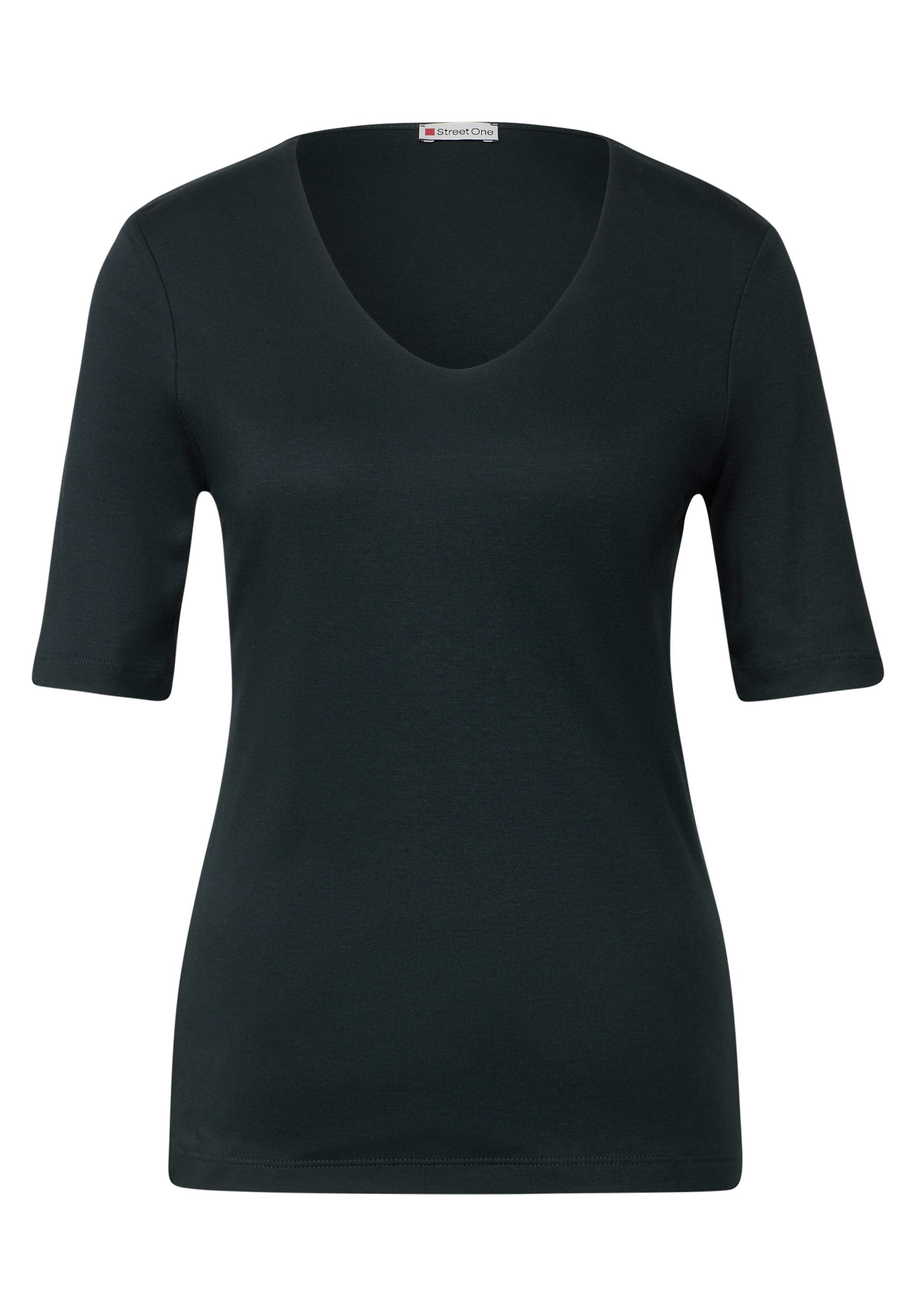 STREET ONE Shirt met korte mouwen Style Palmira met diepe ronde hals