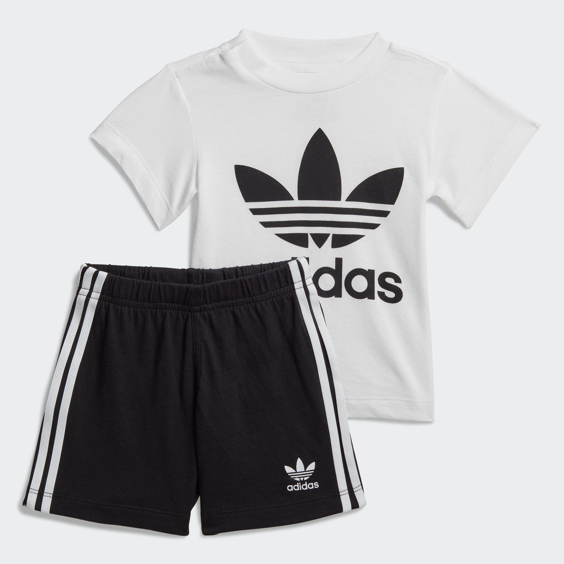 adidas originals functionele bodywarmer trefoil shorts and shirt (set) wit