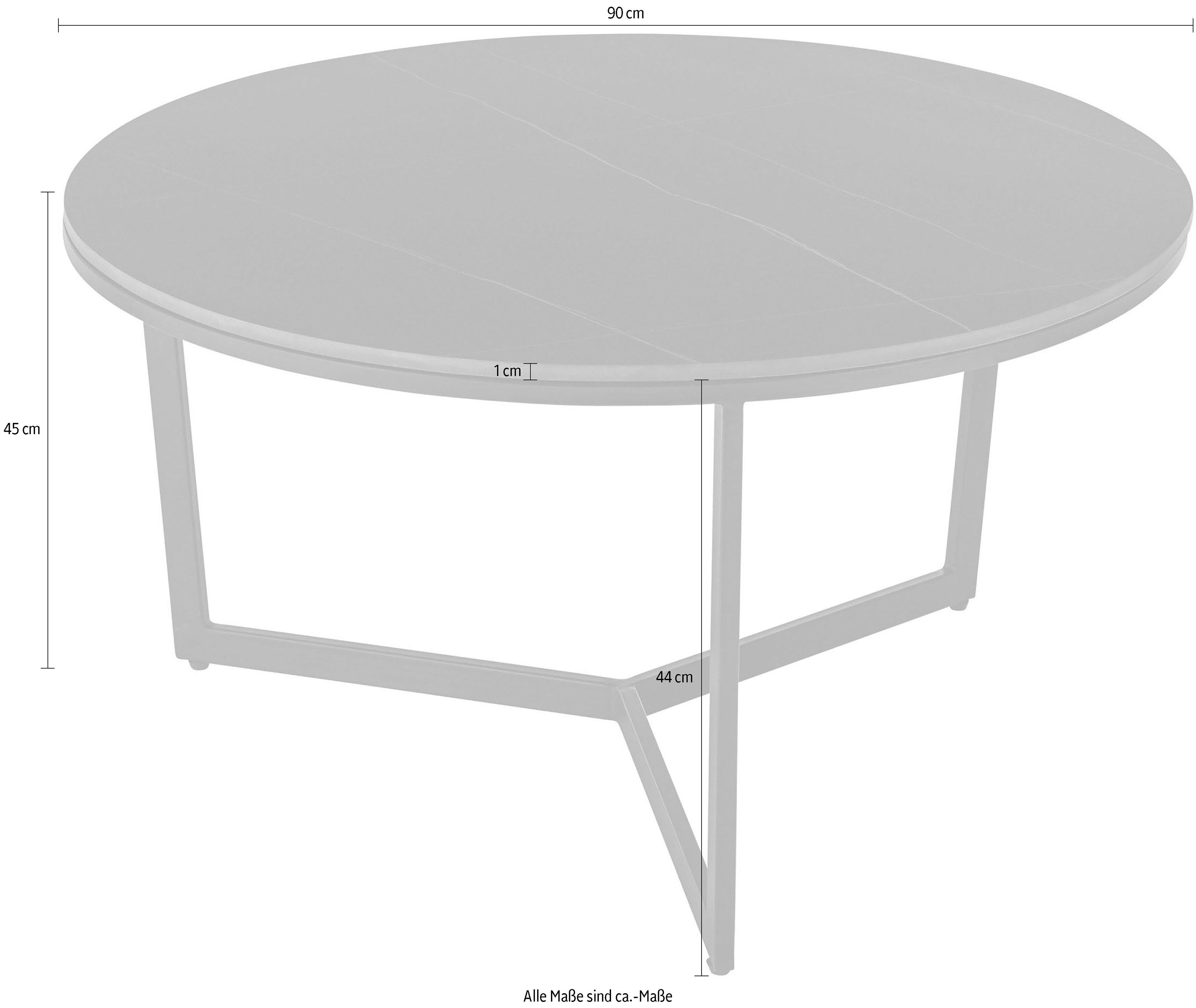 Stolkom Salontafel HARPER 1 rond keramiek, tafelblad gemarmerd