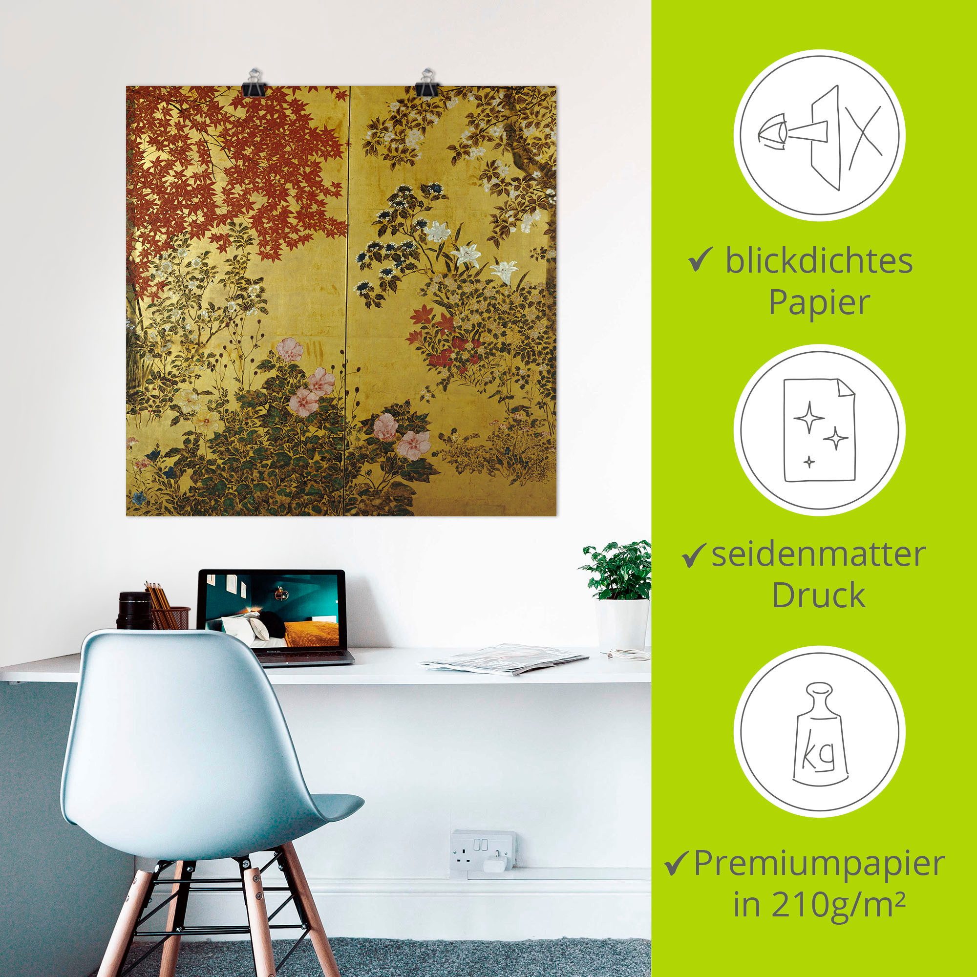 Artland Artprint Japans scherm 18e eeuw als artprint op linnen, poster, muursticker in verschillende maten