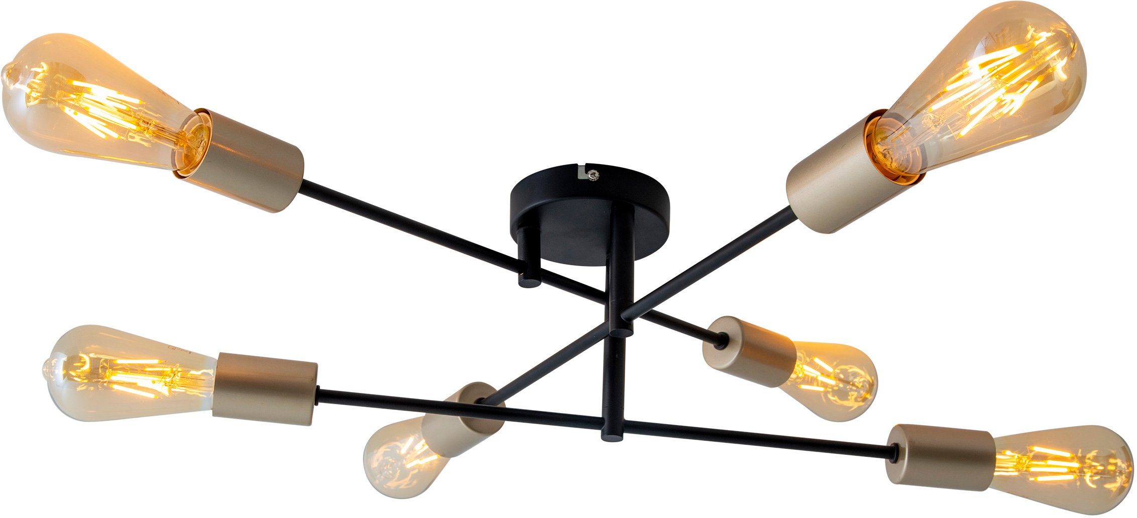 näve Plafondlamp Modo verstelbaar, e27 max. 40 w, frame: zwart/vatting: goudkleur (1 stuk)