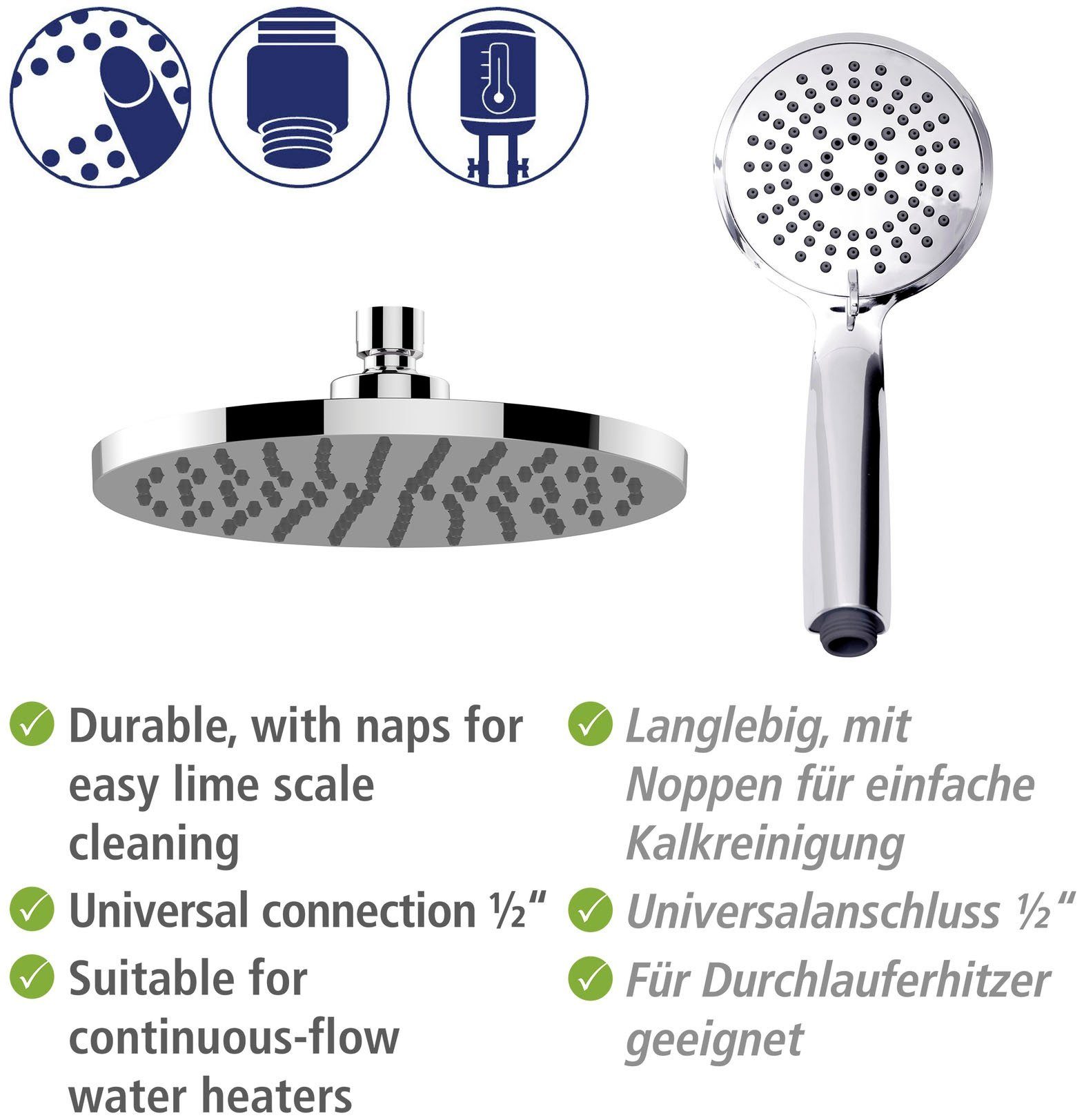 WENKO Douchesysteem Young Eco met thermostaatarmatuur, incl. 2 waterbesparende regelaars