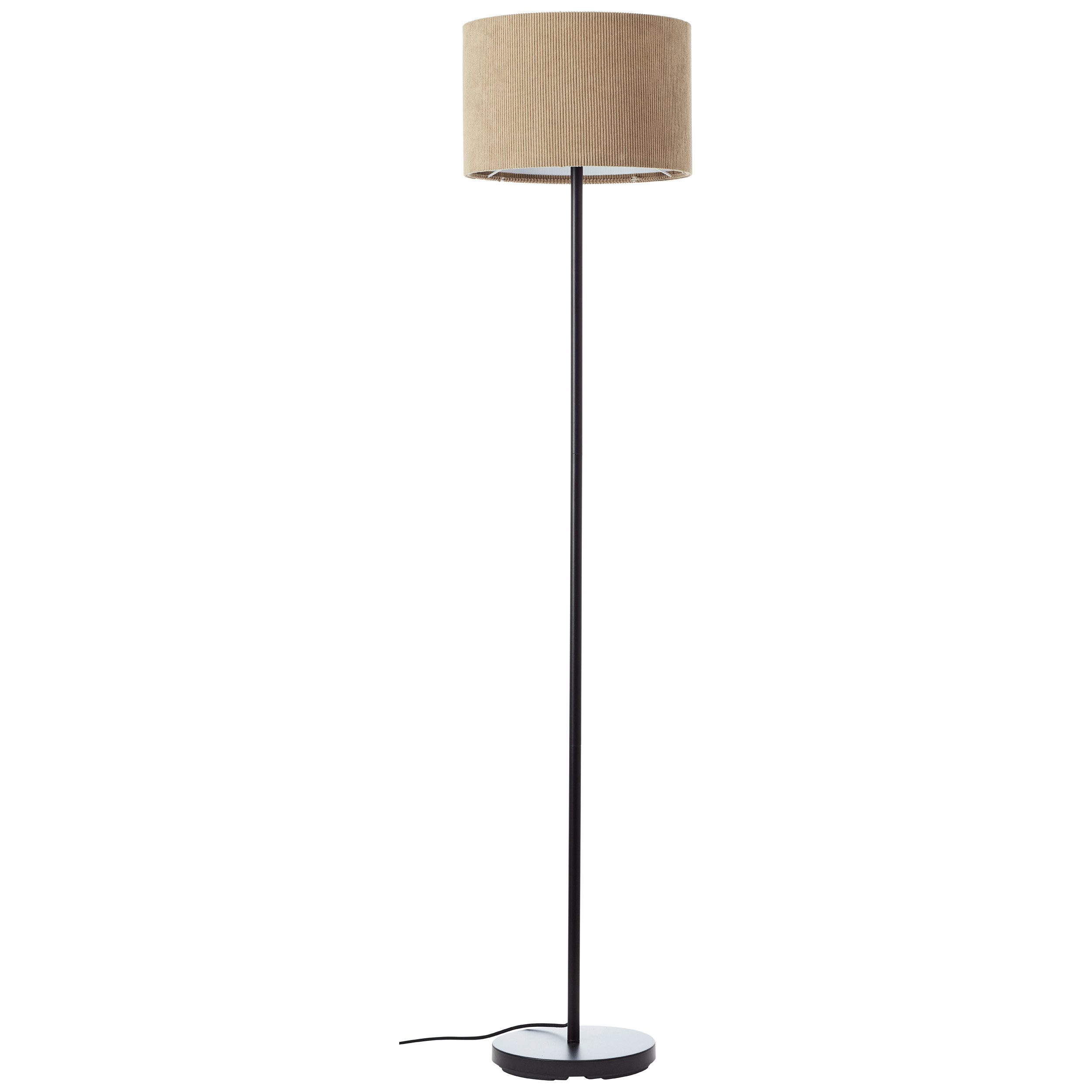 Brilliant Leuchten Staande lamp TONY met cord-lampenscherm, 150 x 35 cm, e27, metaal/textiel, grijs/zwart
