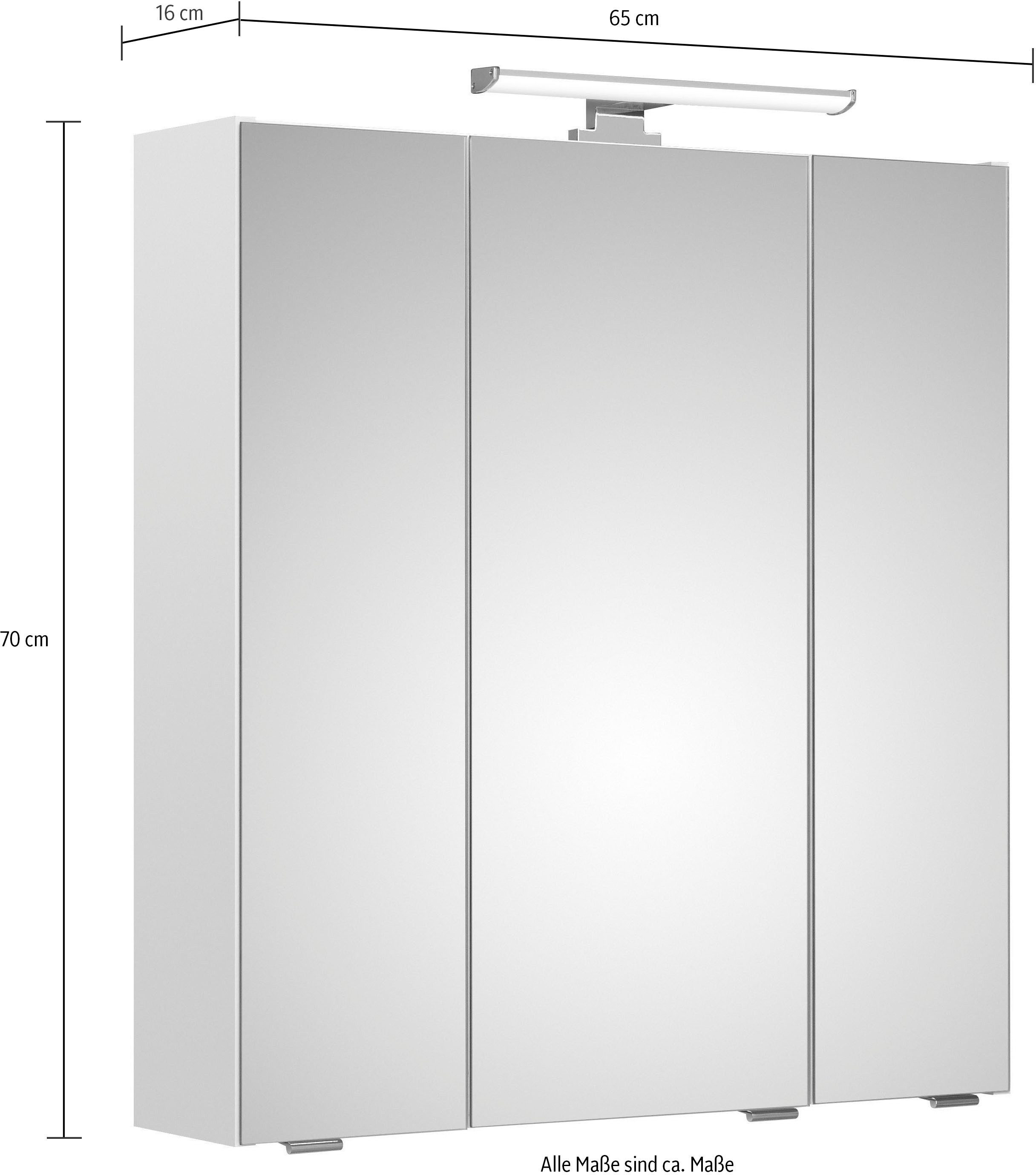Saphir Badmeubelset Quickset 2-delig, wastafelonderkast en LED-spiegelkast zonder wastafel, incl. deurdempers, 5 deuren, 6 legplanken (set)