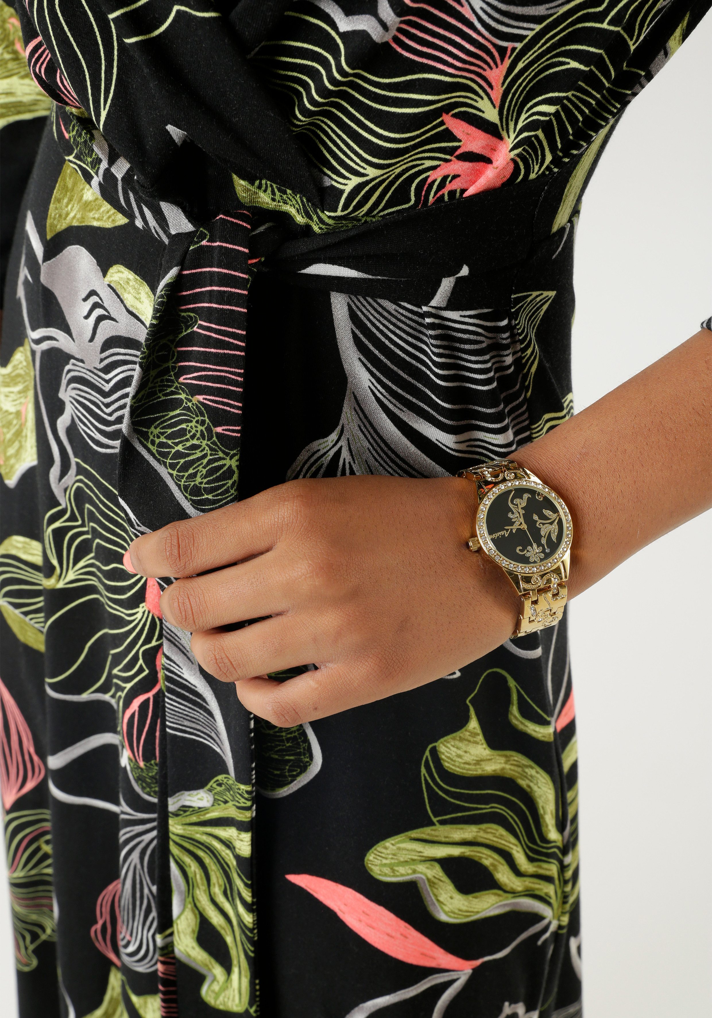 Aniston SELECTED Jerseyjurk met v-hals in wikkellook en binddetail - nieuwe collectie