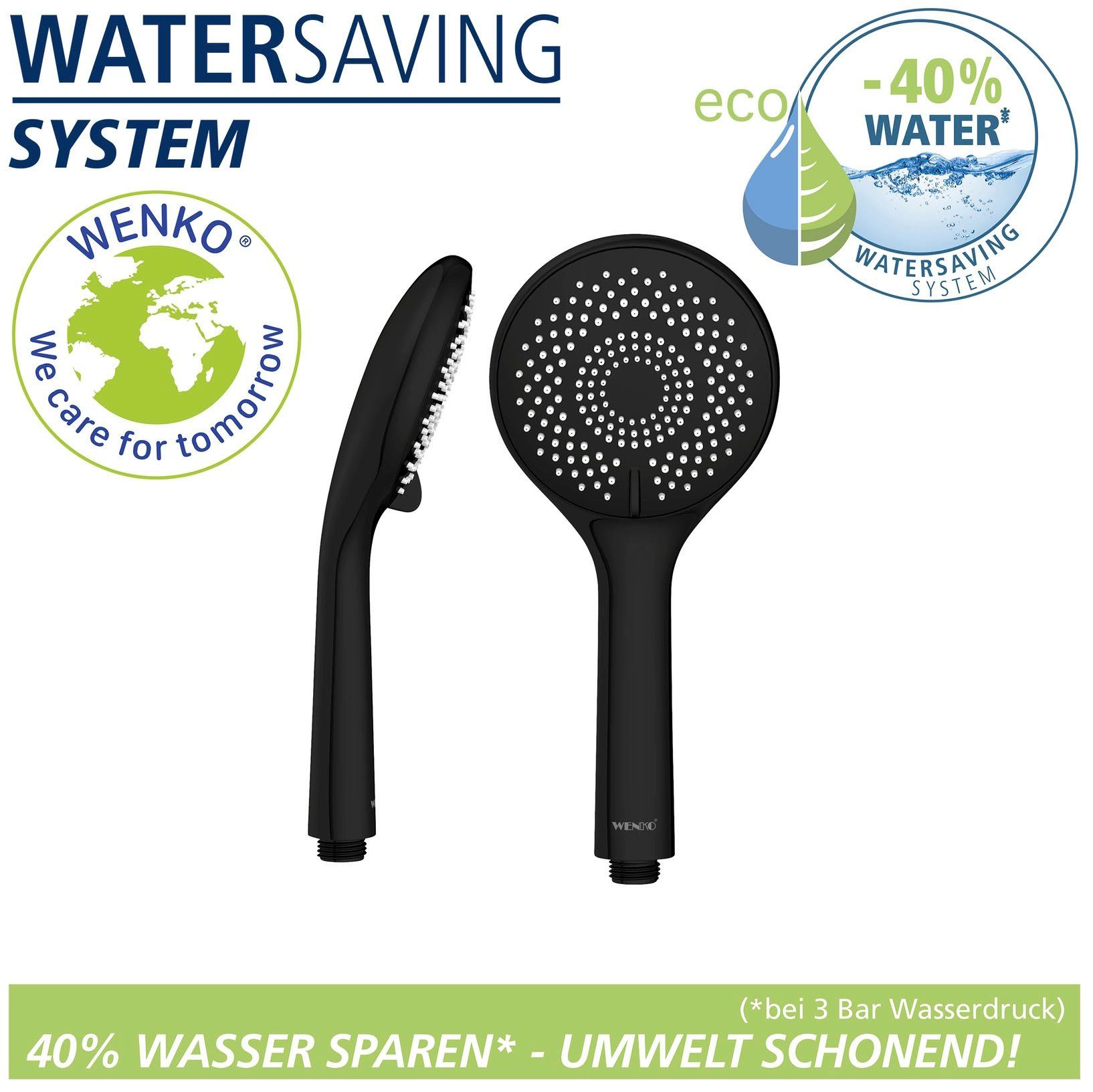 WENKO Handsproeier Watersaving Matzwart , Ø 11 cm (1-delig)