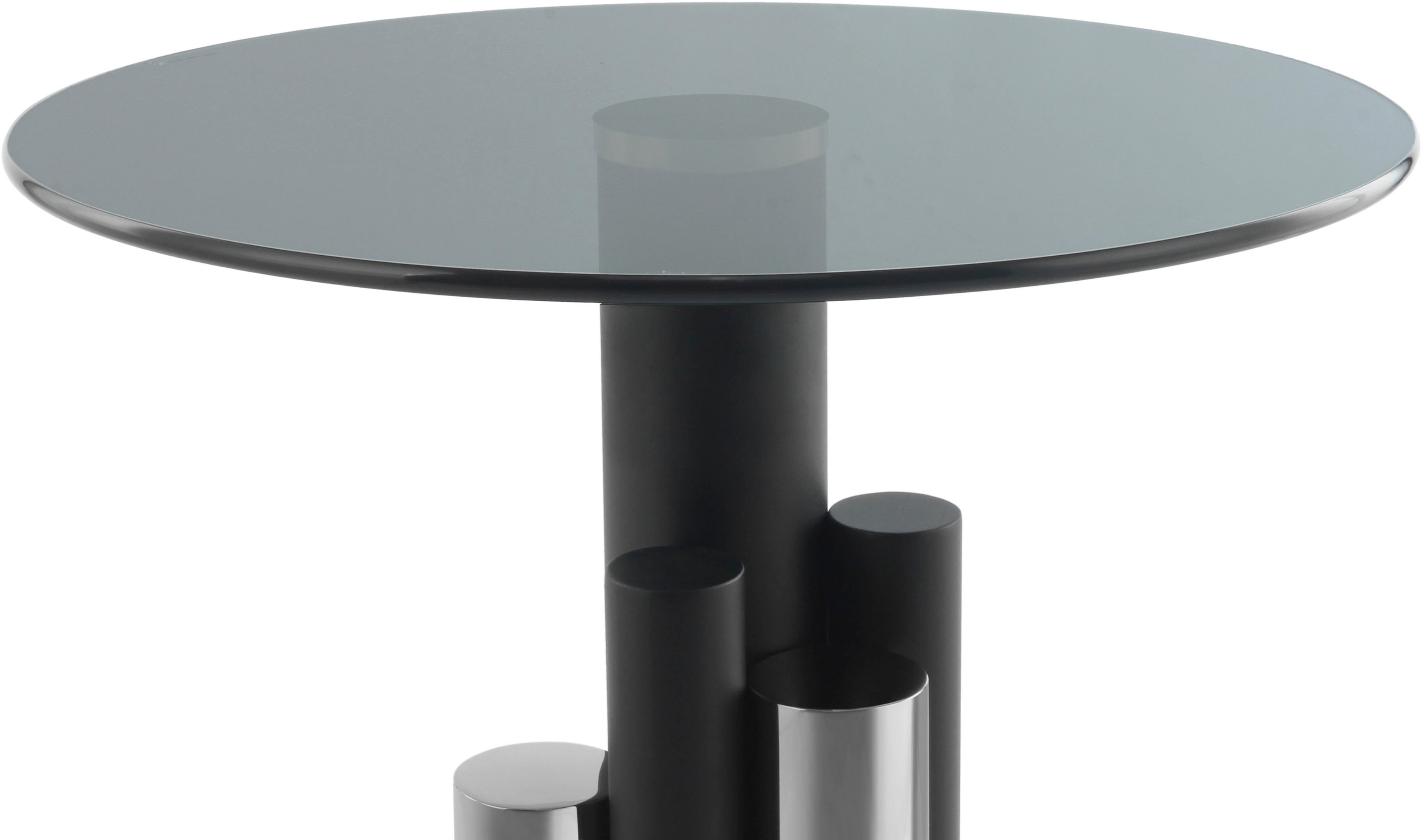 Kayoom Bijzettafel Ontario 225, ronde glasplaat van veiligheidsglas, 100% roestvrijstaal (1 stuk)