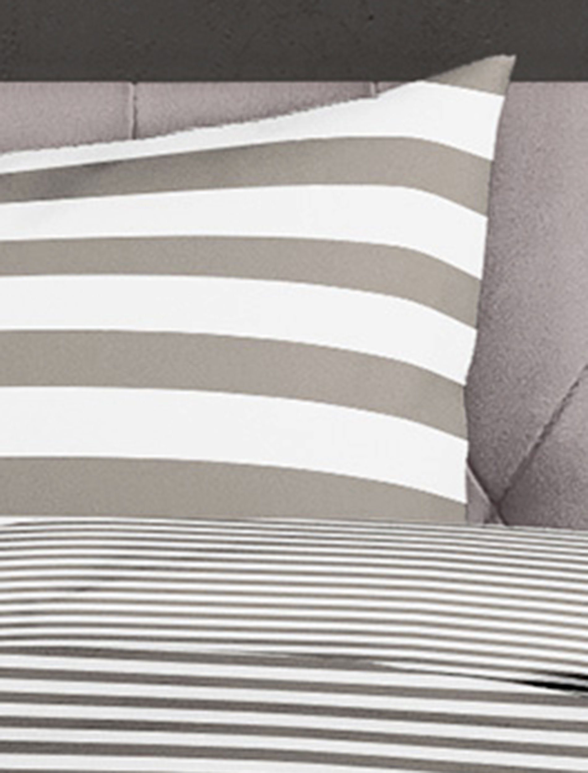 BIERBAUM Beddengoed Modern Stripes Mako-satijn, 100% katoen, gestreept, onderhoudsvriendelijk (2-delig)