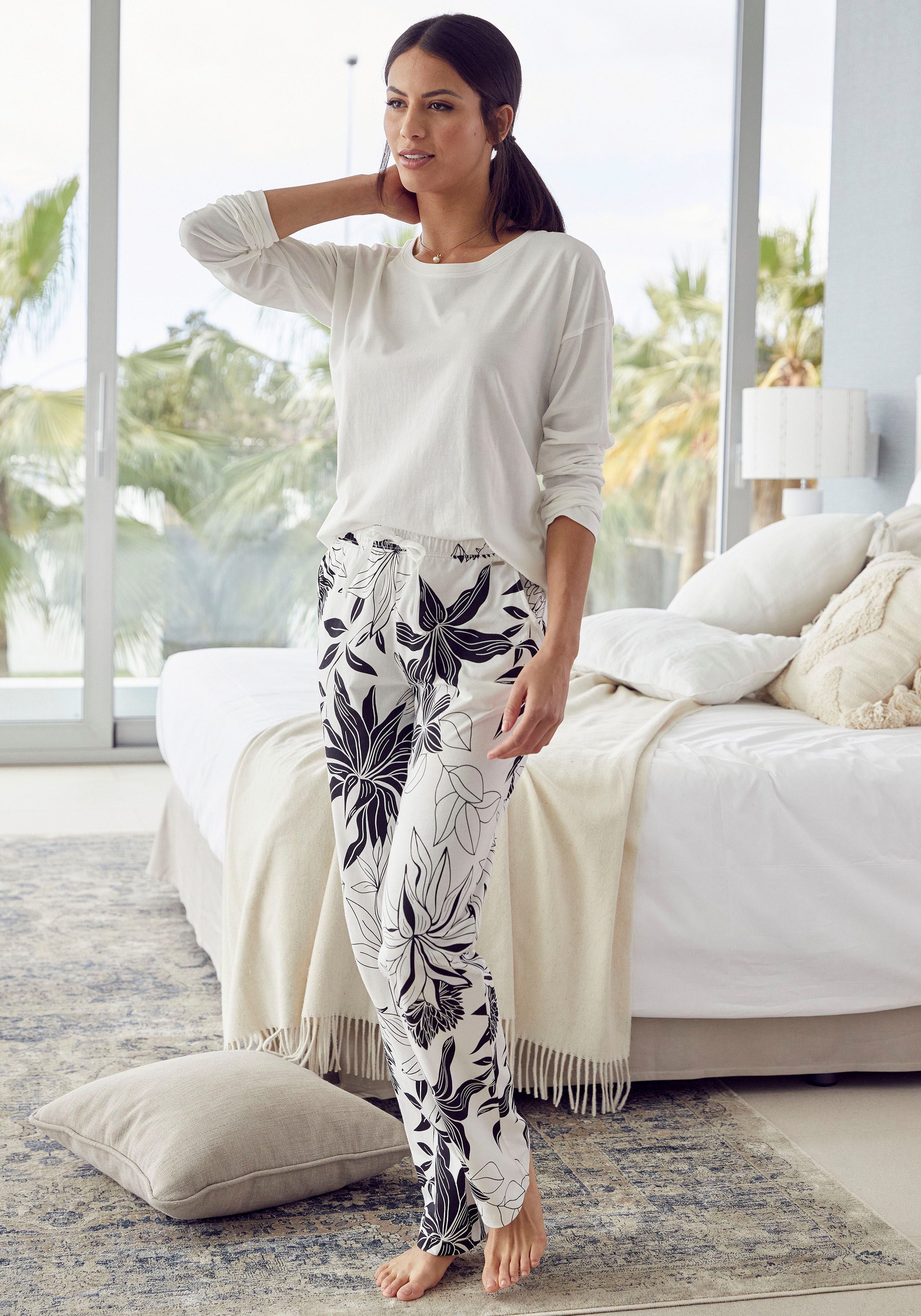 Lascana Pyjama top met afhangende schouders