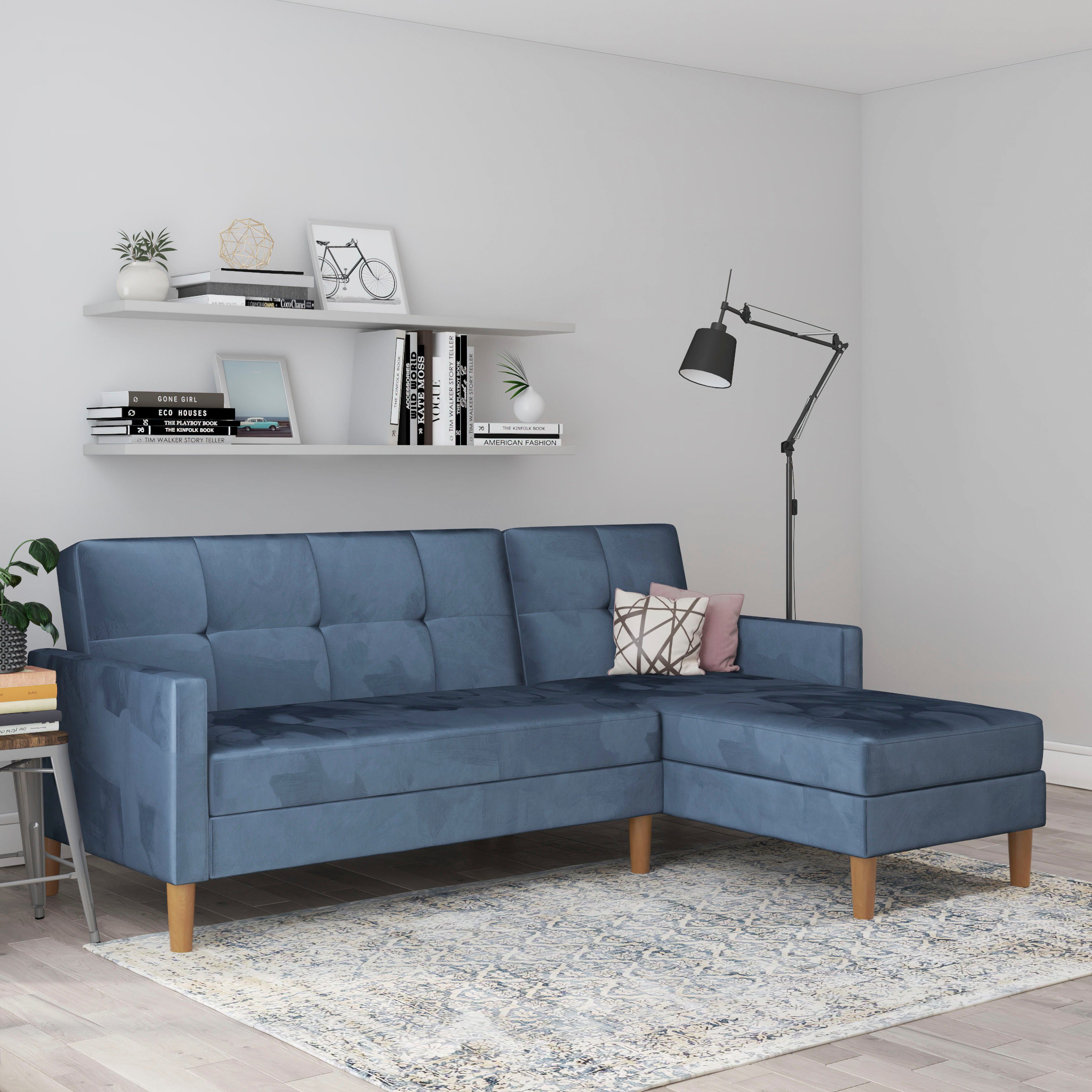 Dorel Home Hoekbank Lilly, L-vorm met bedfunctie, récamier aan beide kanten te monteren, zithoogte 43 cm