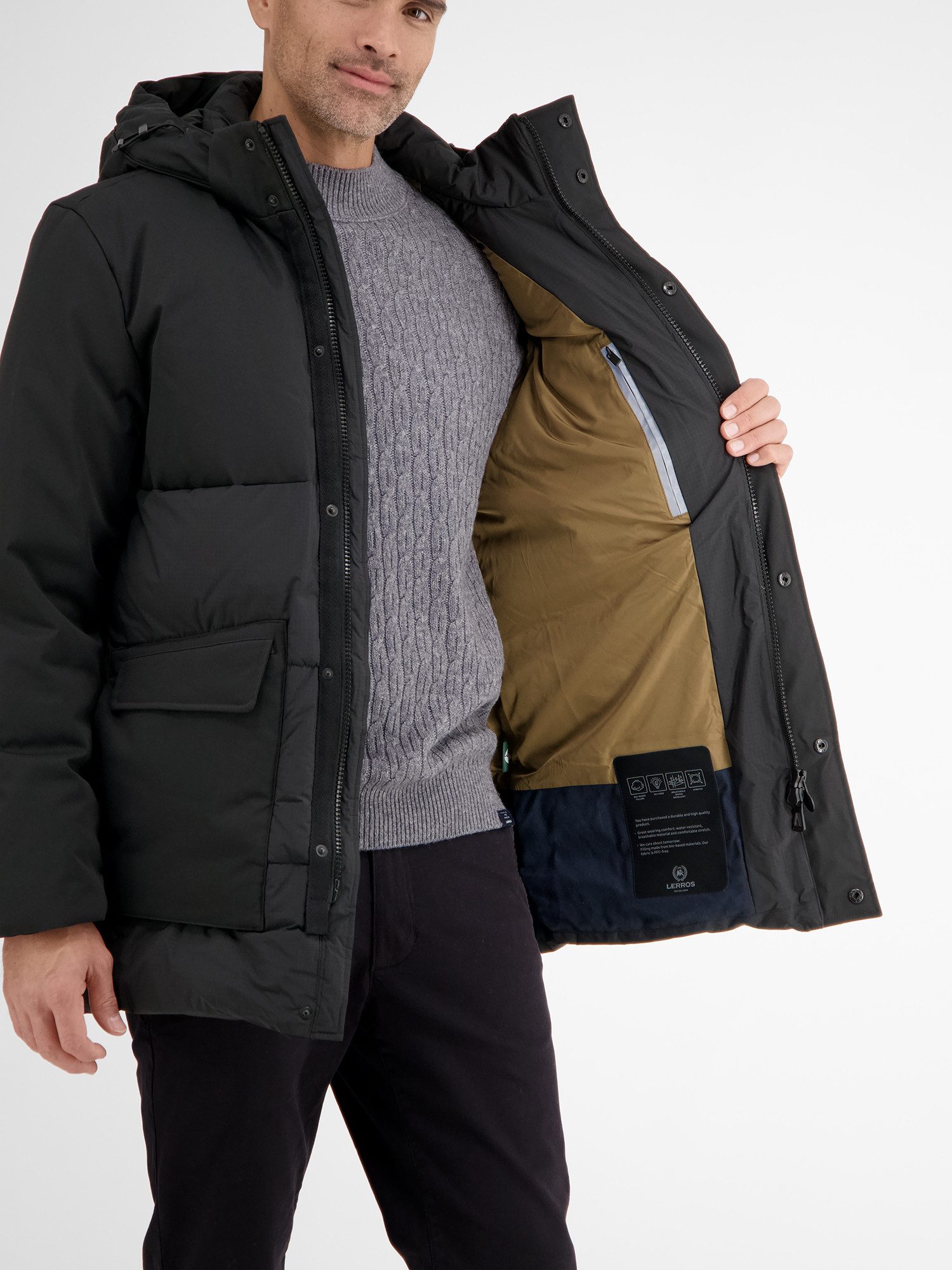 Lerros Parka LERROS functionele parka in shell-materiaalmix, dik gevoerd