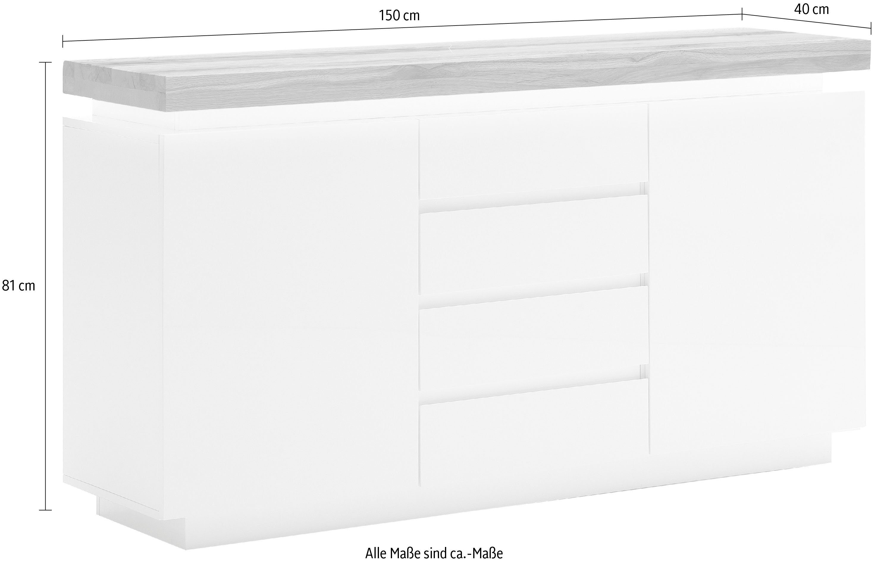 MCA furniture Dressoir Romina met ledverlichting wit dimbaar, incl. afstandsbediening