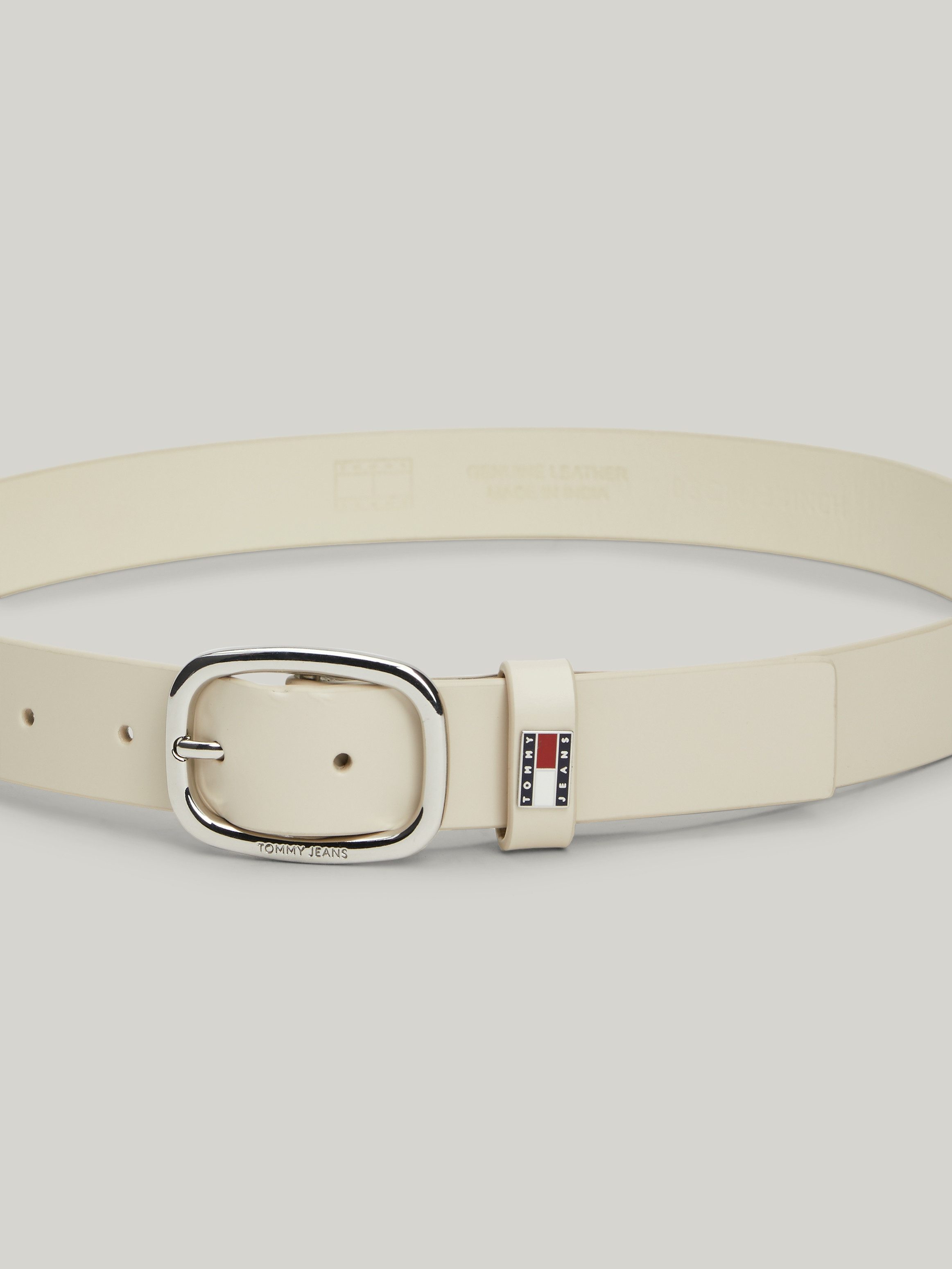 TOMMY JEANS Leren riem TJW OVAL 3.0 Ovale eenvoudig pin sluiting en logo op de sluiting