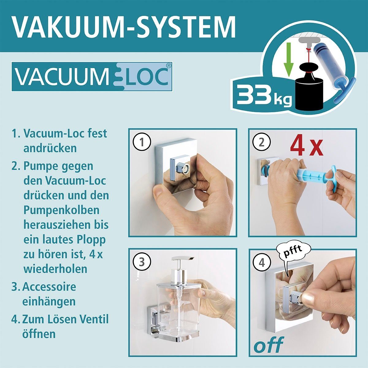 WENKO Wandplank Vacuum-Loc Quadro