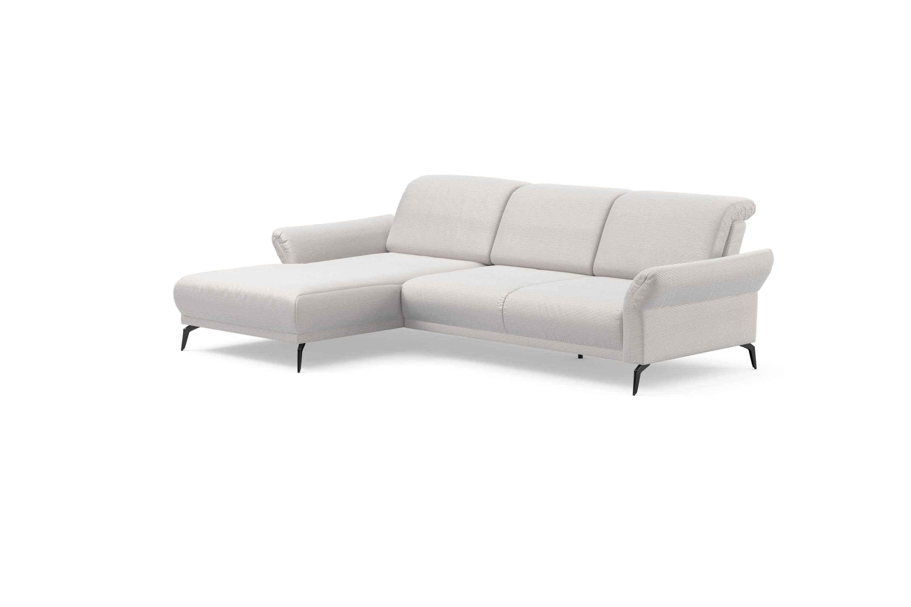INOSIGN Hoekbank Coco L-vorm Verstelbare zitdiepte, armleuning en hoofdeind, cordbekleding, poothoogte 15 cm
