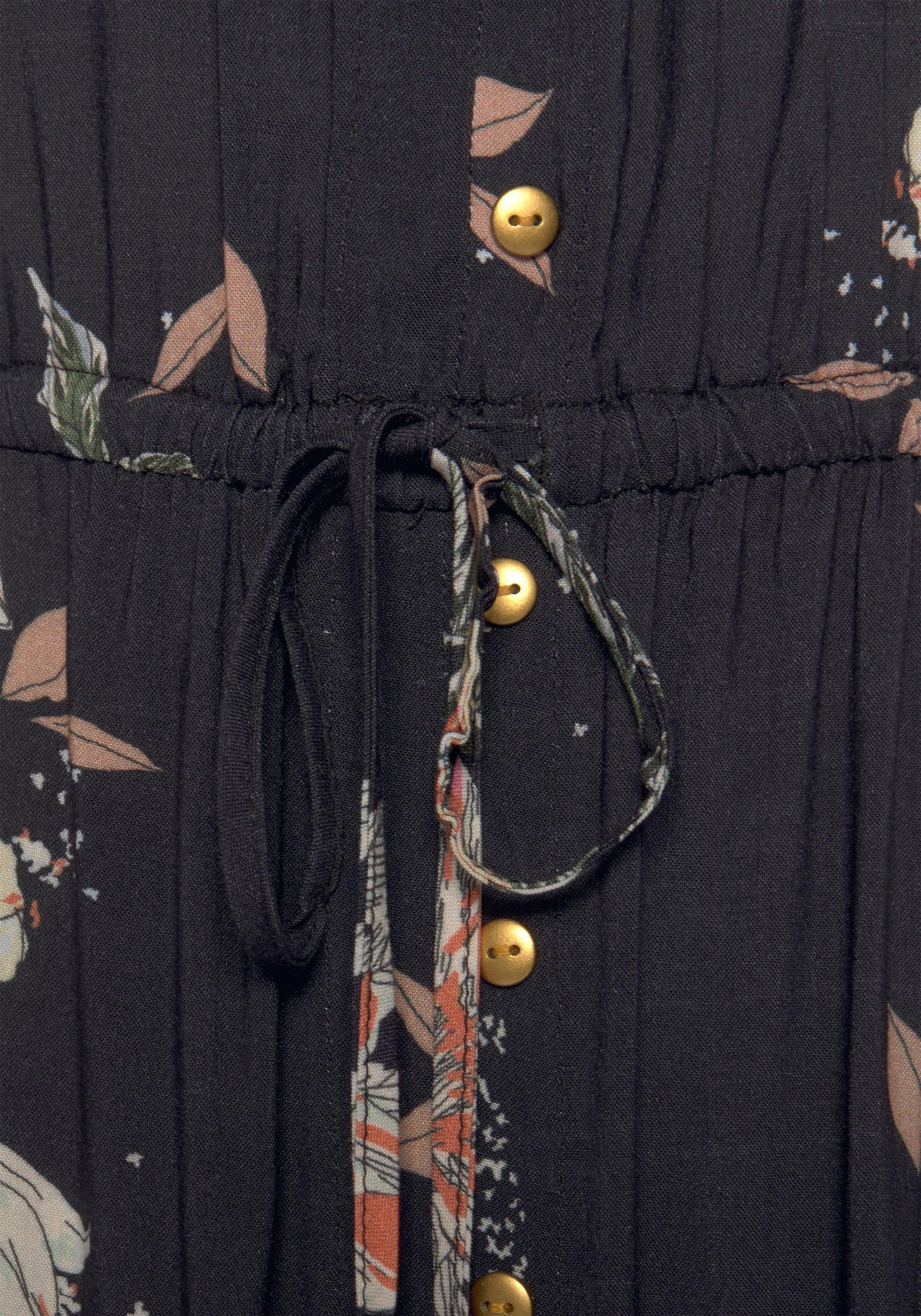 Lascana Maxi-jurk in trendy vokuhila-snit en carmen-halslijn, zomerjurk