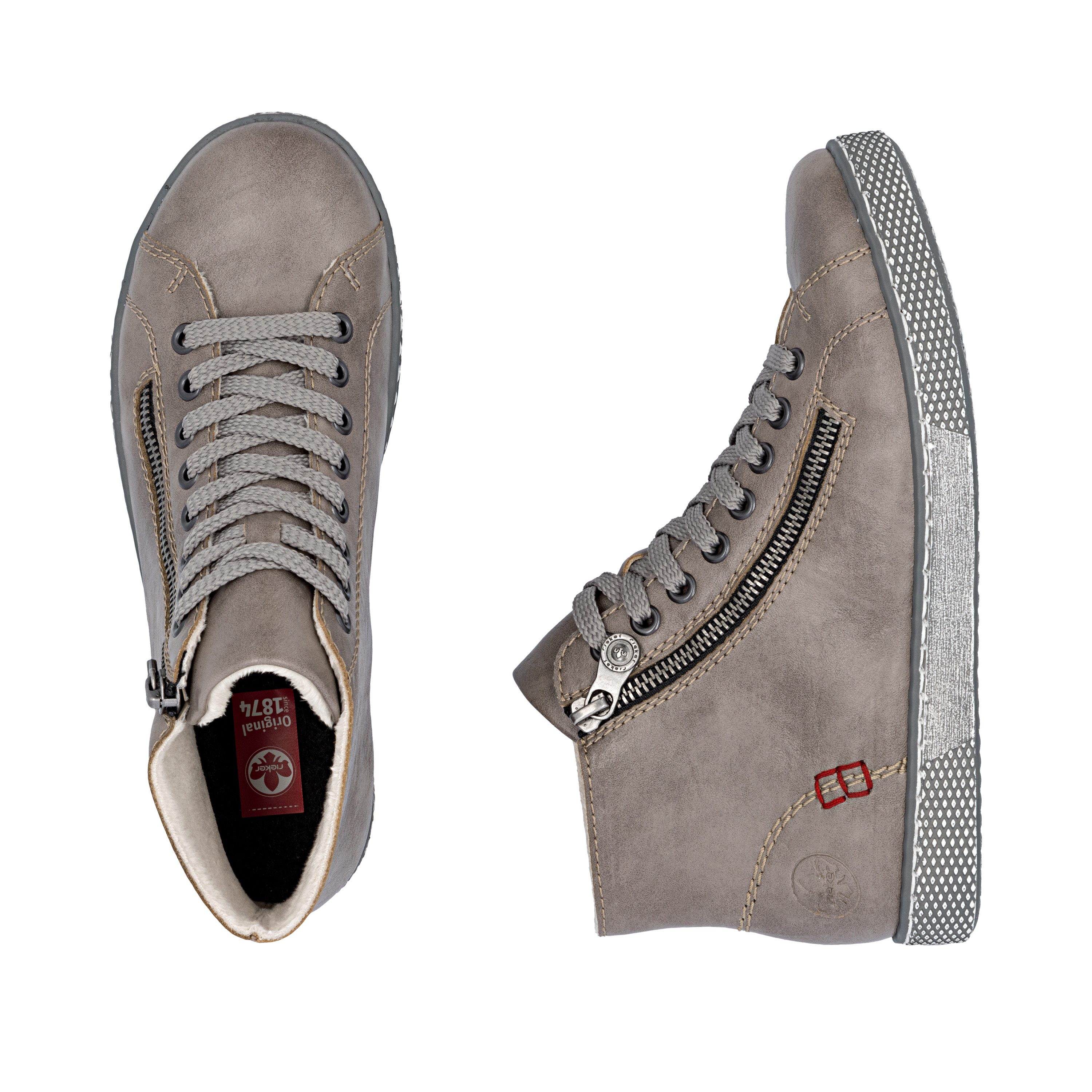 Rieker Hoge veterschoenen , veterschoen, casual laarzen met rits aan de buitenkant