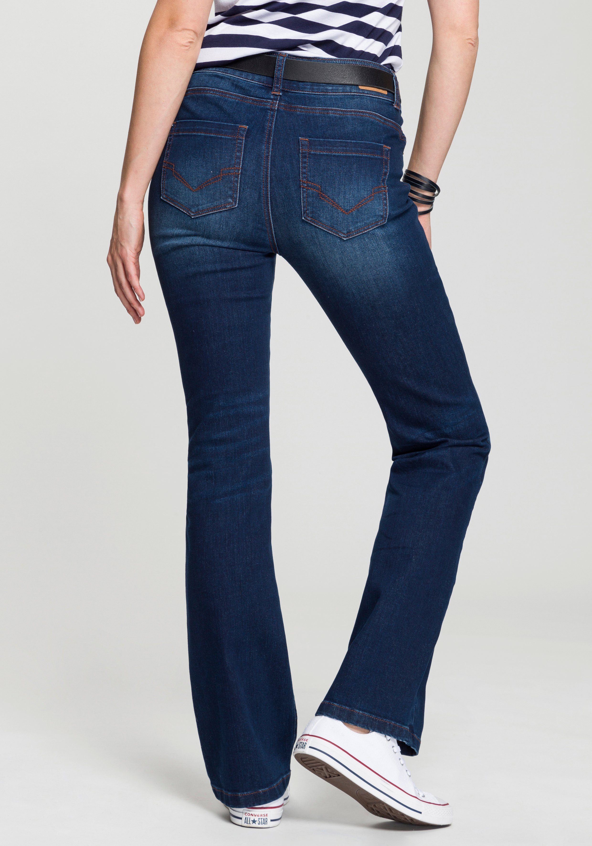 H.I.S Bootcut jeans High waist hoge taille, bootcut, met used-effecten, ook in lange maten