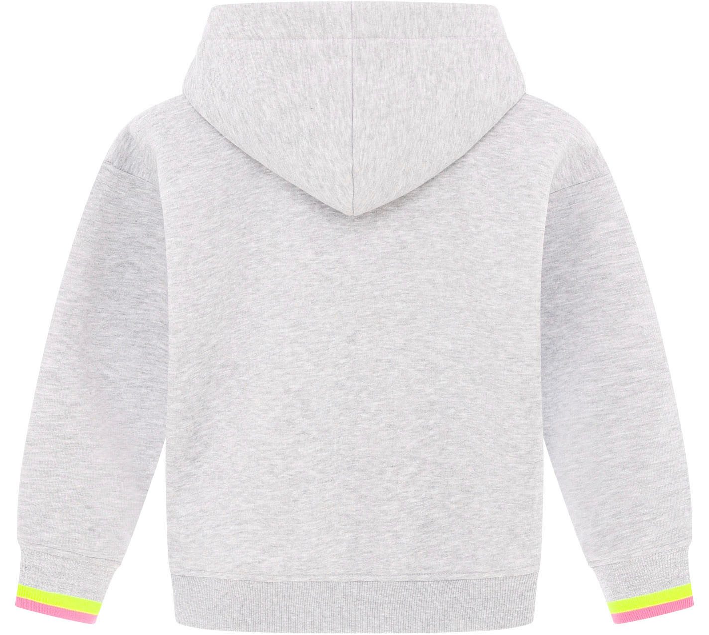 Zwillingsherz Hoodie OptimismKIDS met smiley, kleurrijke opdruk en details in neonkleur