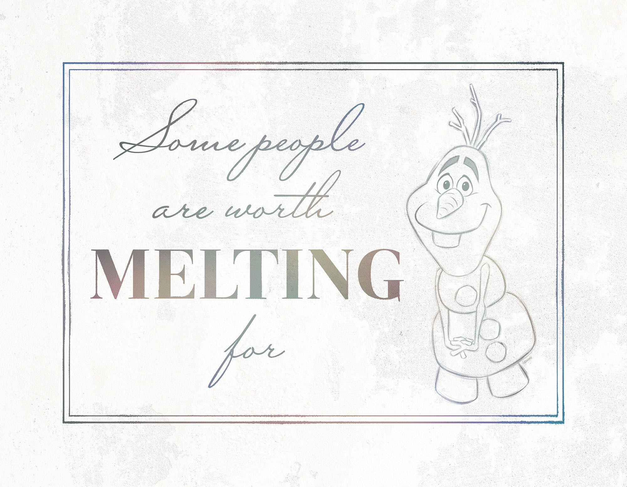 Komar Artprint op linnen Frozen Olaf Stay Here - Afmeting 30 x 40 cm Canvasdoek met echt houten frame, kinderkamer (1 stuk)