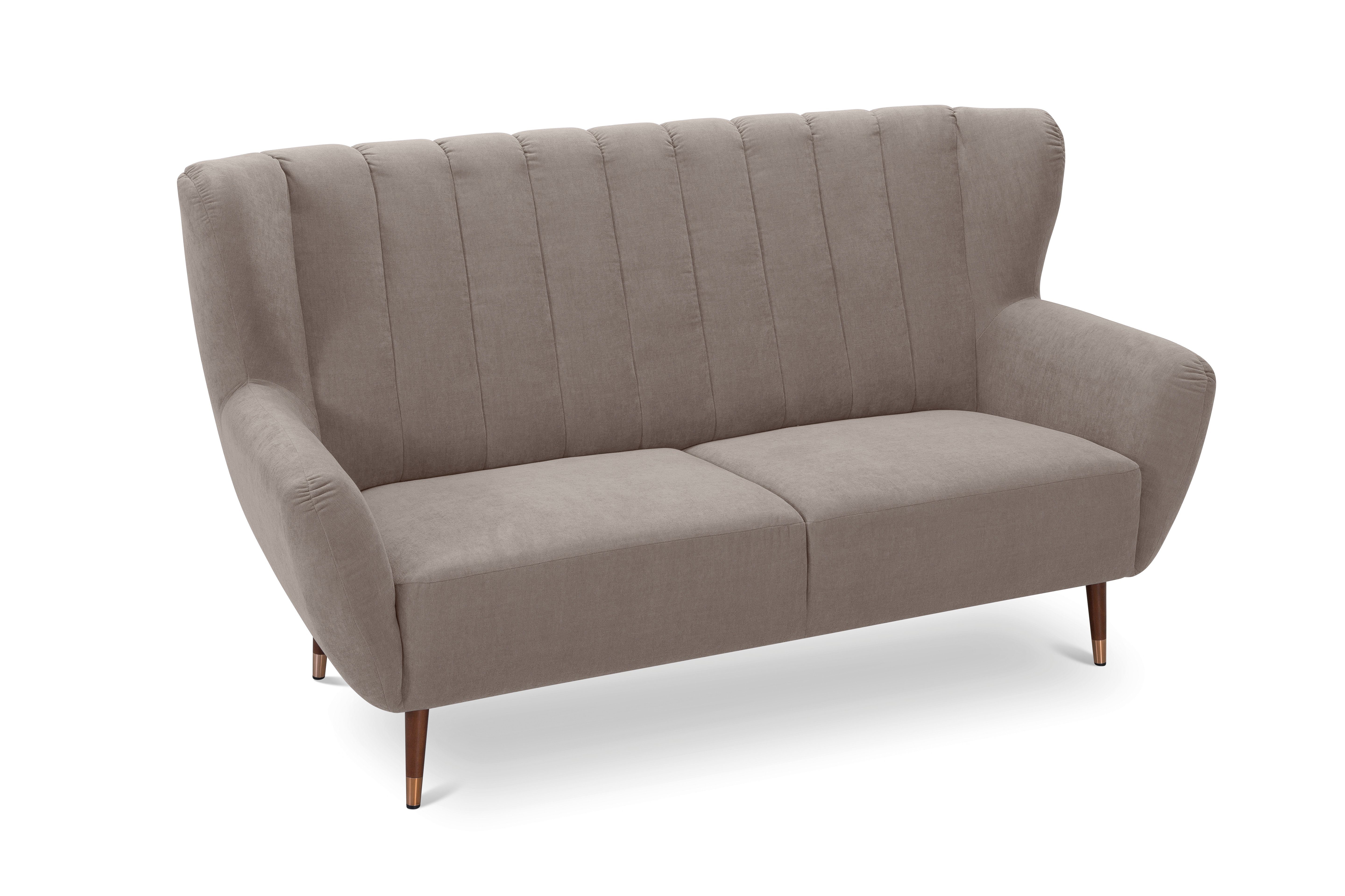 exxpo - sofa fashion 3-zitsbank Polly, comfortabel met hoge rugleuning, hoge poten, oorschelpbank