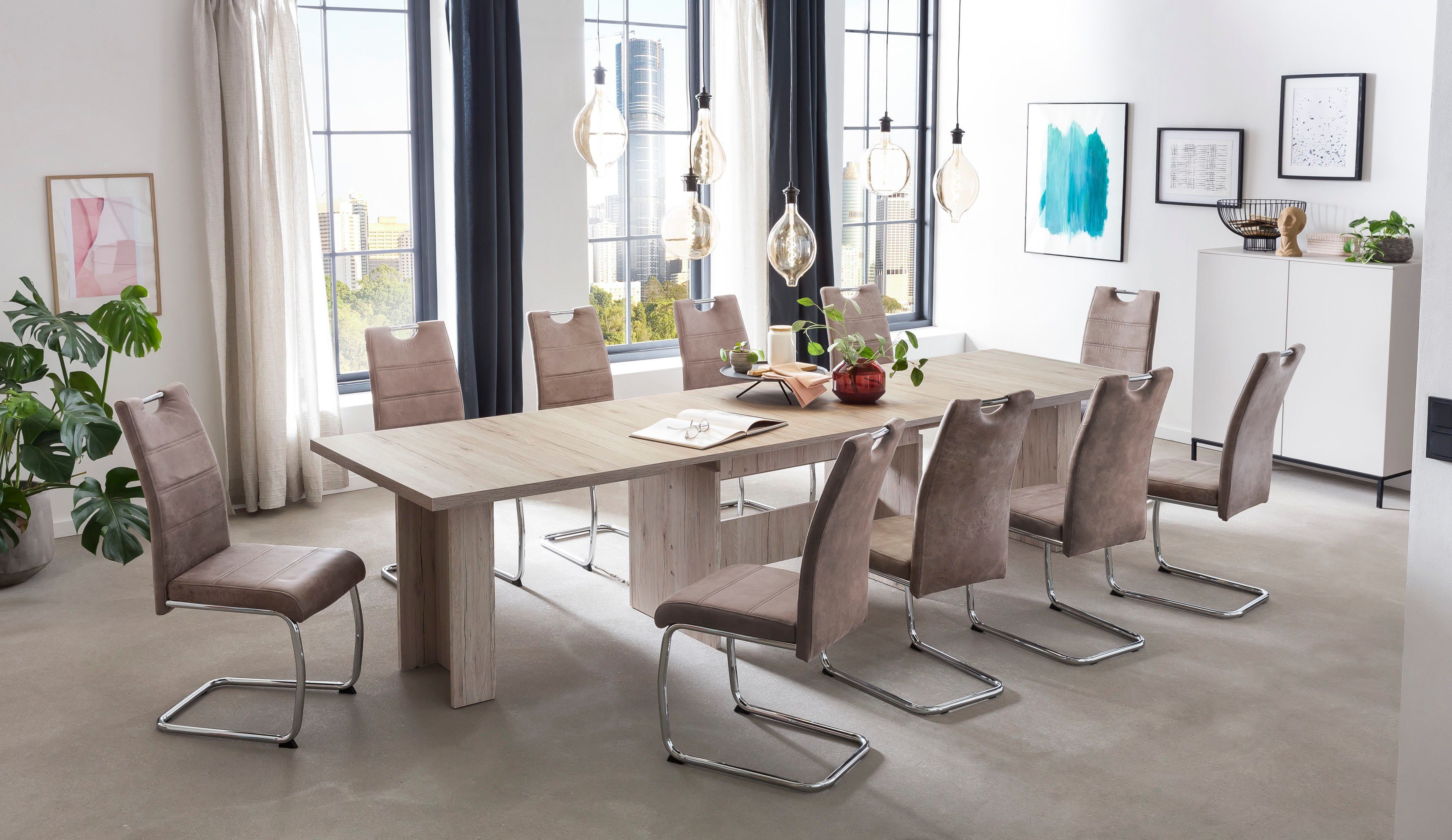 HELA Eethoek Uittrekbaar 160 - 300 cm (set, 11-delig) eethoeken bruin