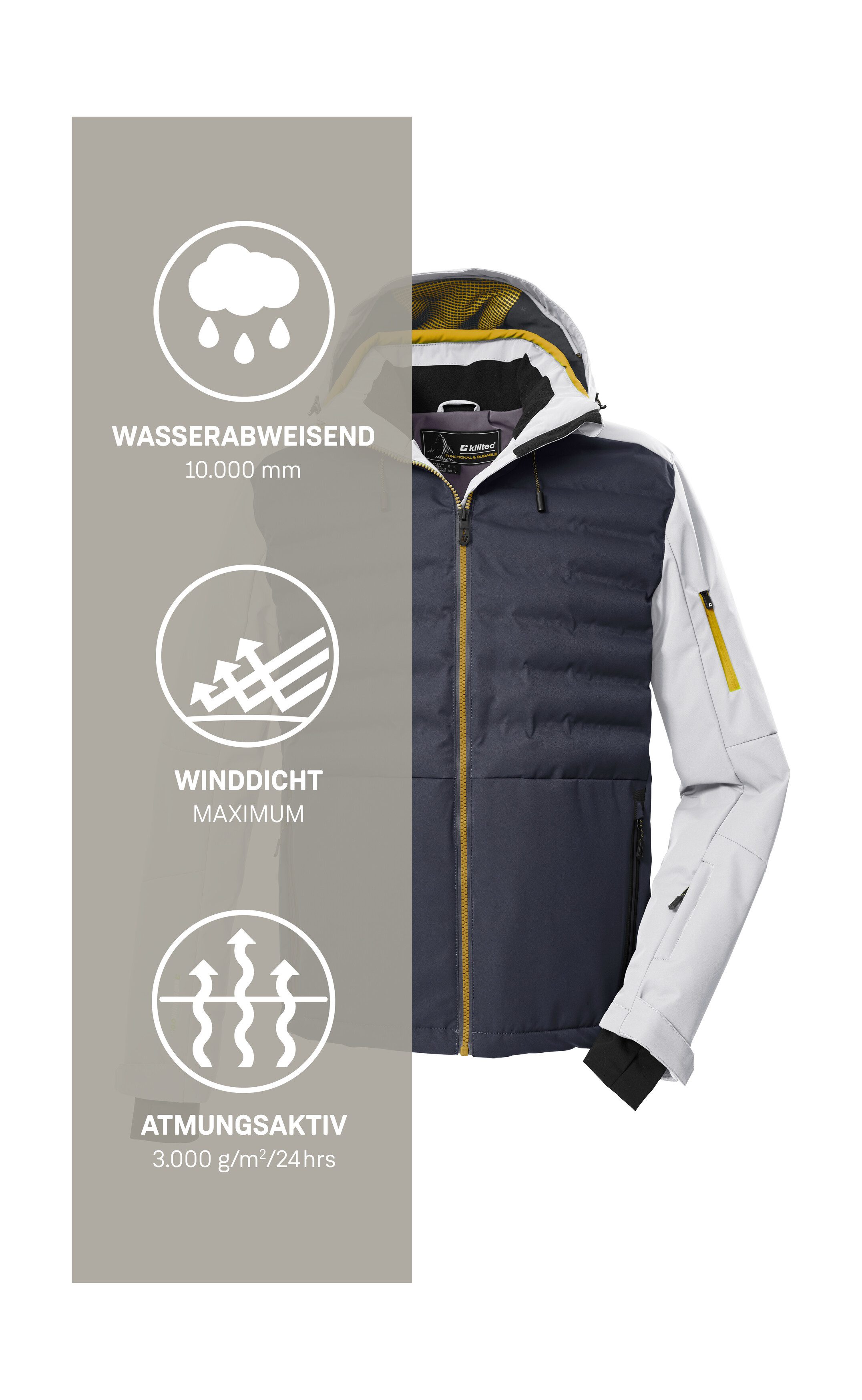 Killtec Ski-jack KSW 72 MN SKI JCKT Moderne hybride look, winddicht, waterafstotend, ademend