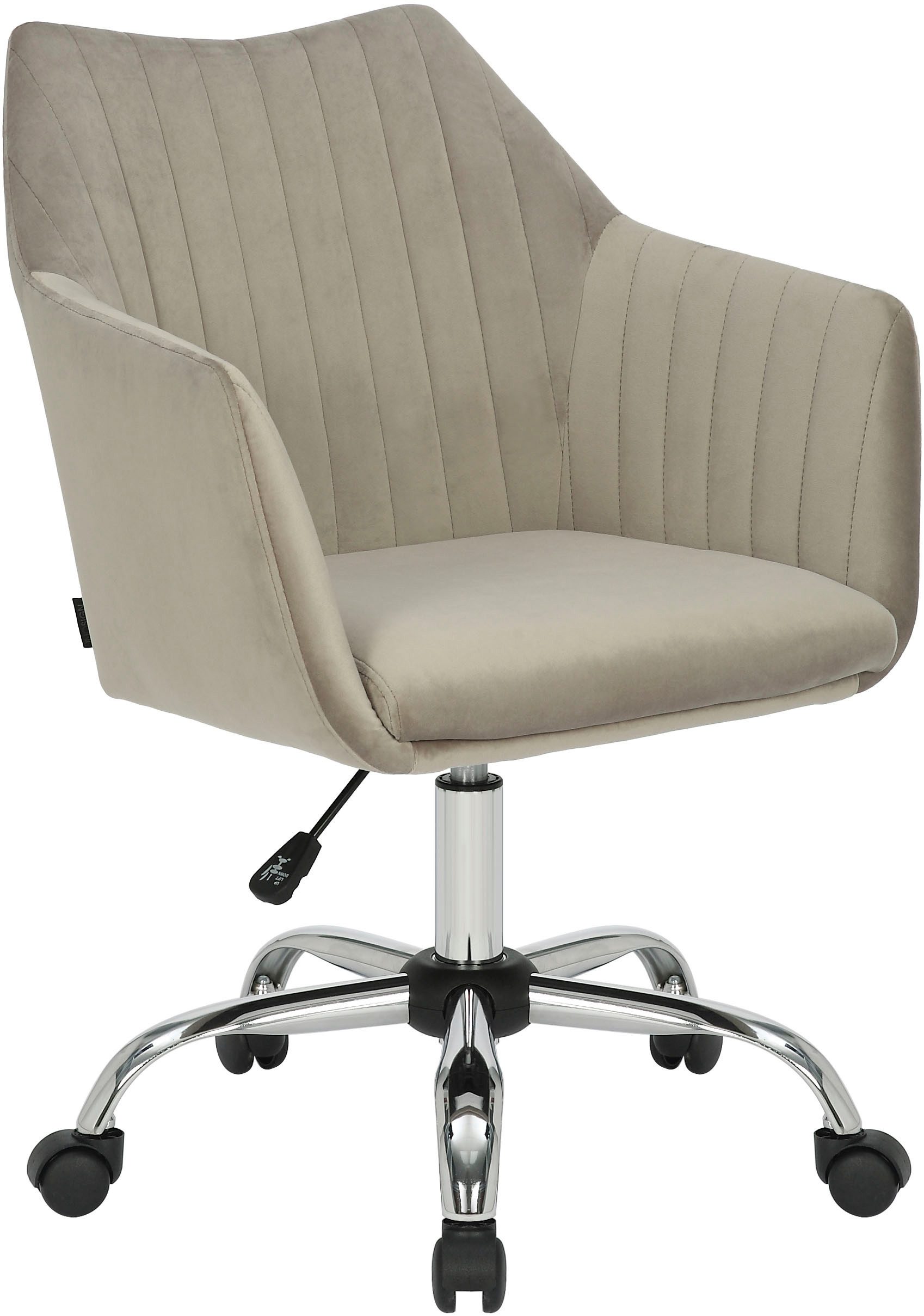 INOSIGN Bureaustoel Cesano, elegante bureaustoel comfortabele bekleding, fluwelen stoel bureaustoelen beige