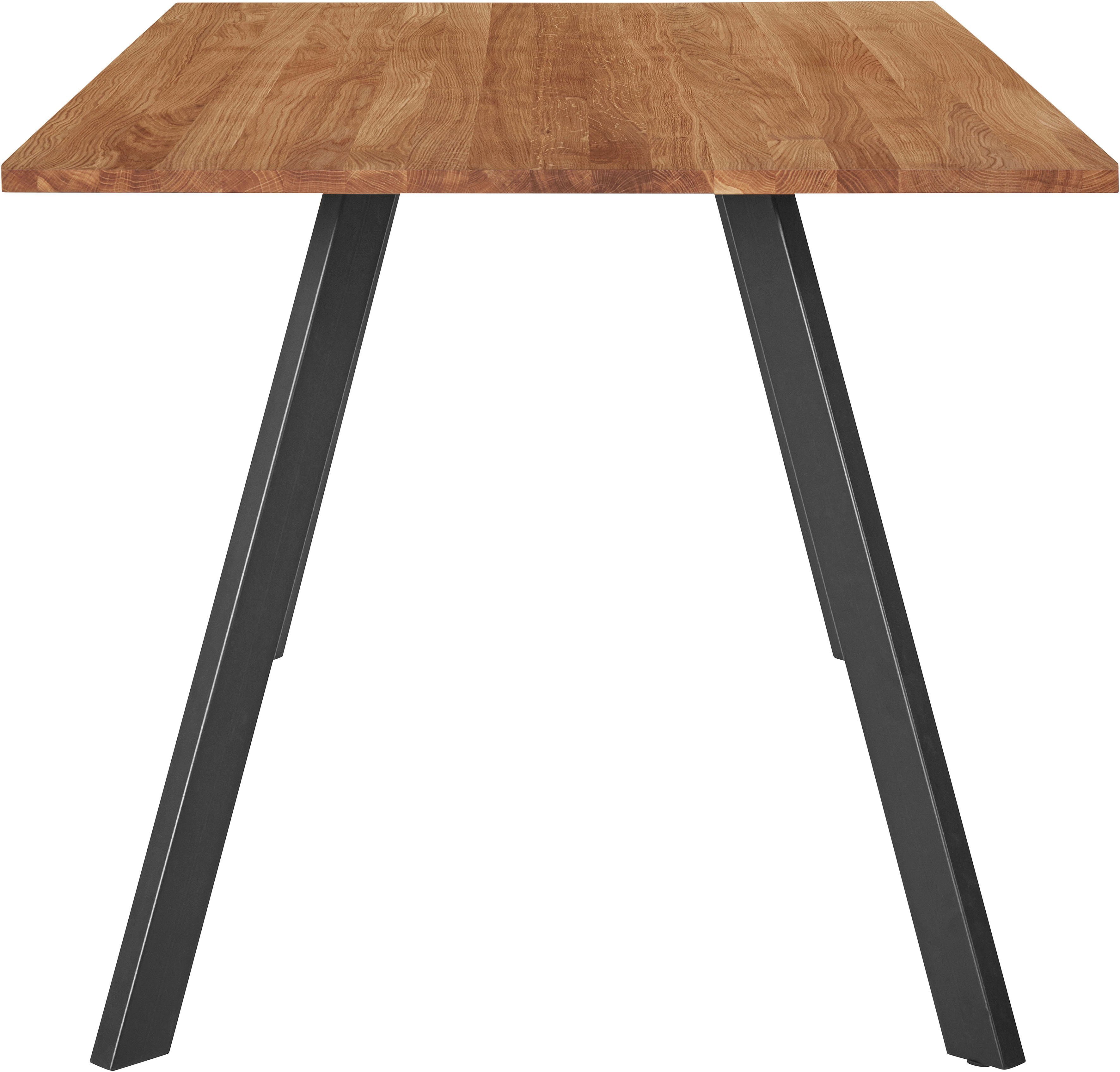 andas Eettafel Tafelblad van massief eiken, massief FSC®- hout, onderstel van metaal